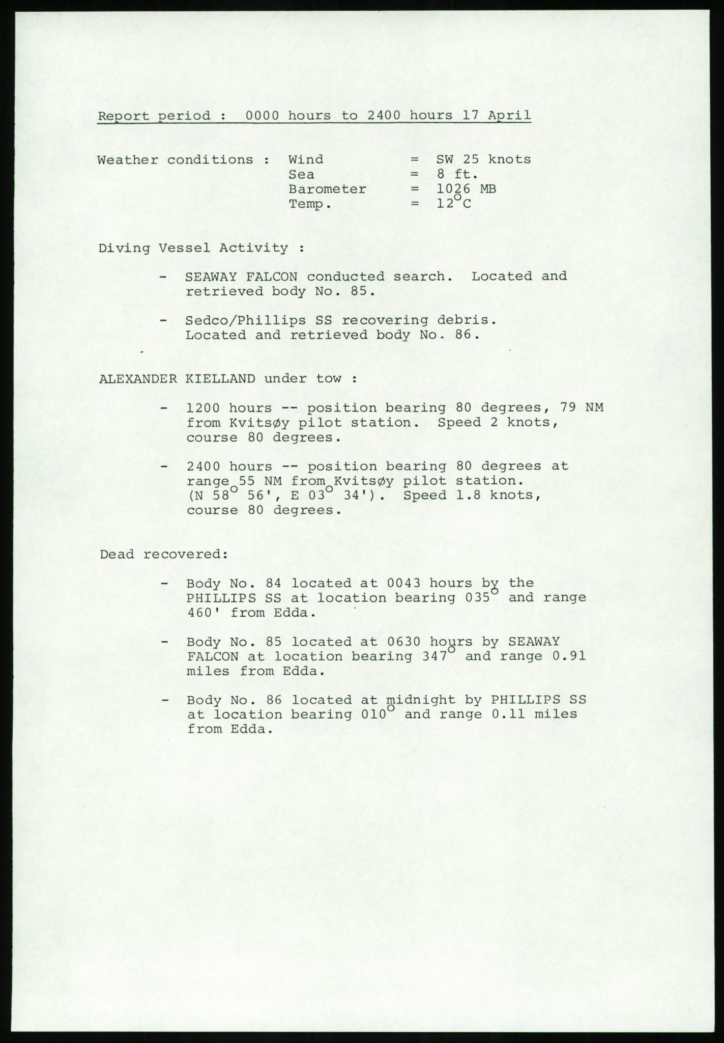 Justisdepartementet, Granskningskommisjonen ved Alexander Kielland-ulykken 27.3.1980, AV/RA-S-1165/D/L0017: P Hjelpefartøy (Doku.liste + P1-P6 av 6)/Q Hovedredningssentralen (Q0-Q27 av 27), 1980-1981, s. 127