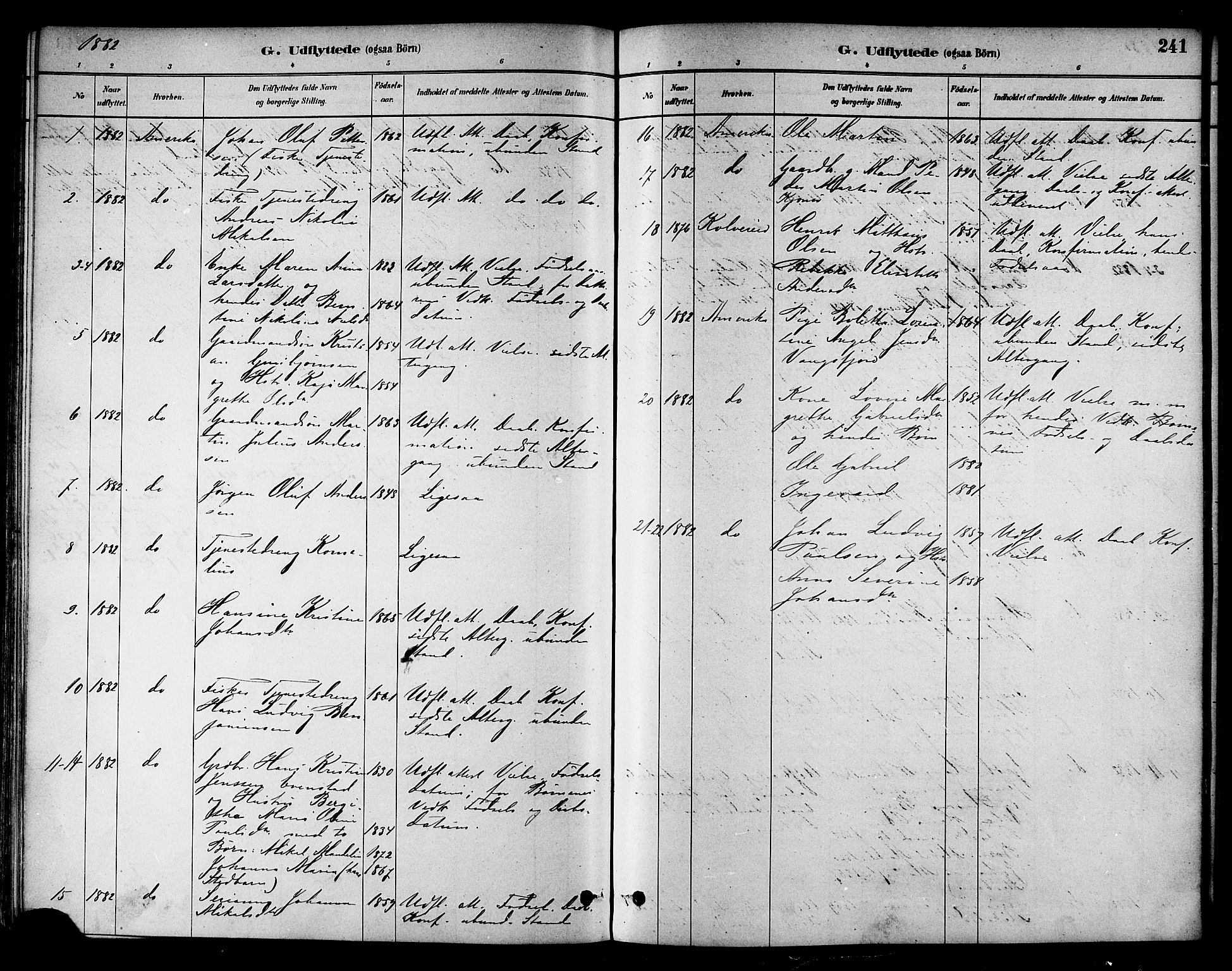 Ministerialprotokoller, klokkerbøker og fødselsregistre - Nord-Trøndelag, SAT/A-1458/786/L0686: Ministerialbok nr. 786A02, 1880-1887, s. 241
