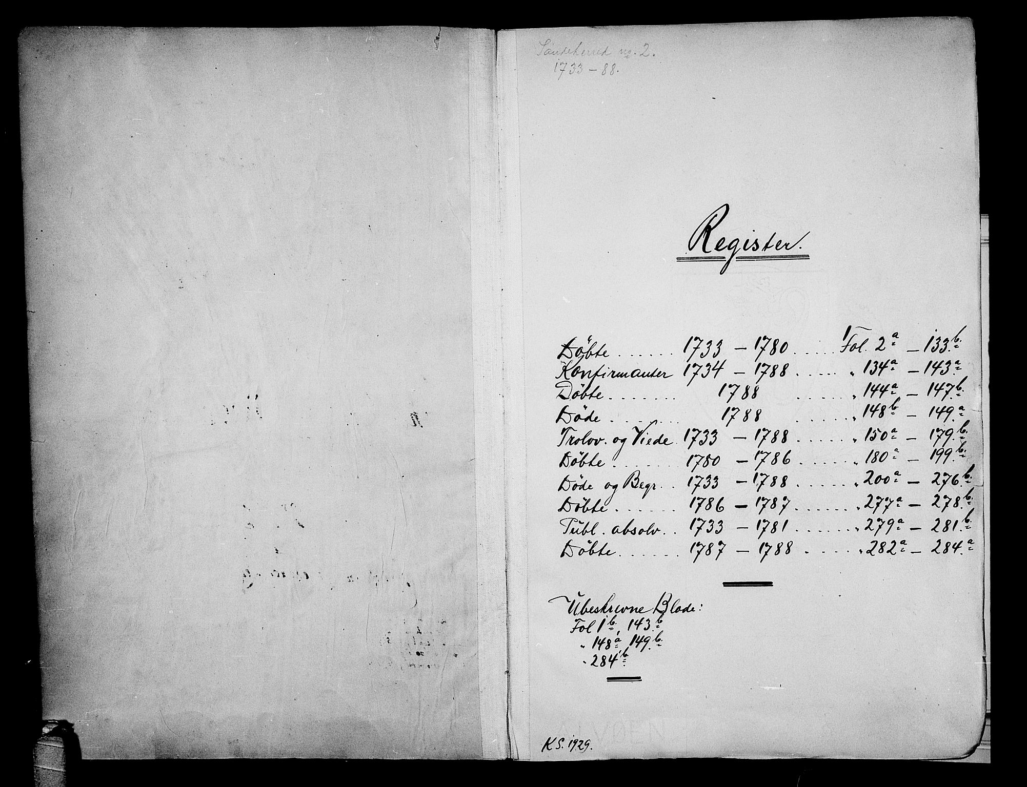 Sandar kirkebøker, AV/SAKO-A-243/F/Fa/L0002: Ministerialbok nr. 2, 1733-1788