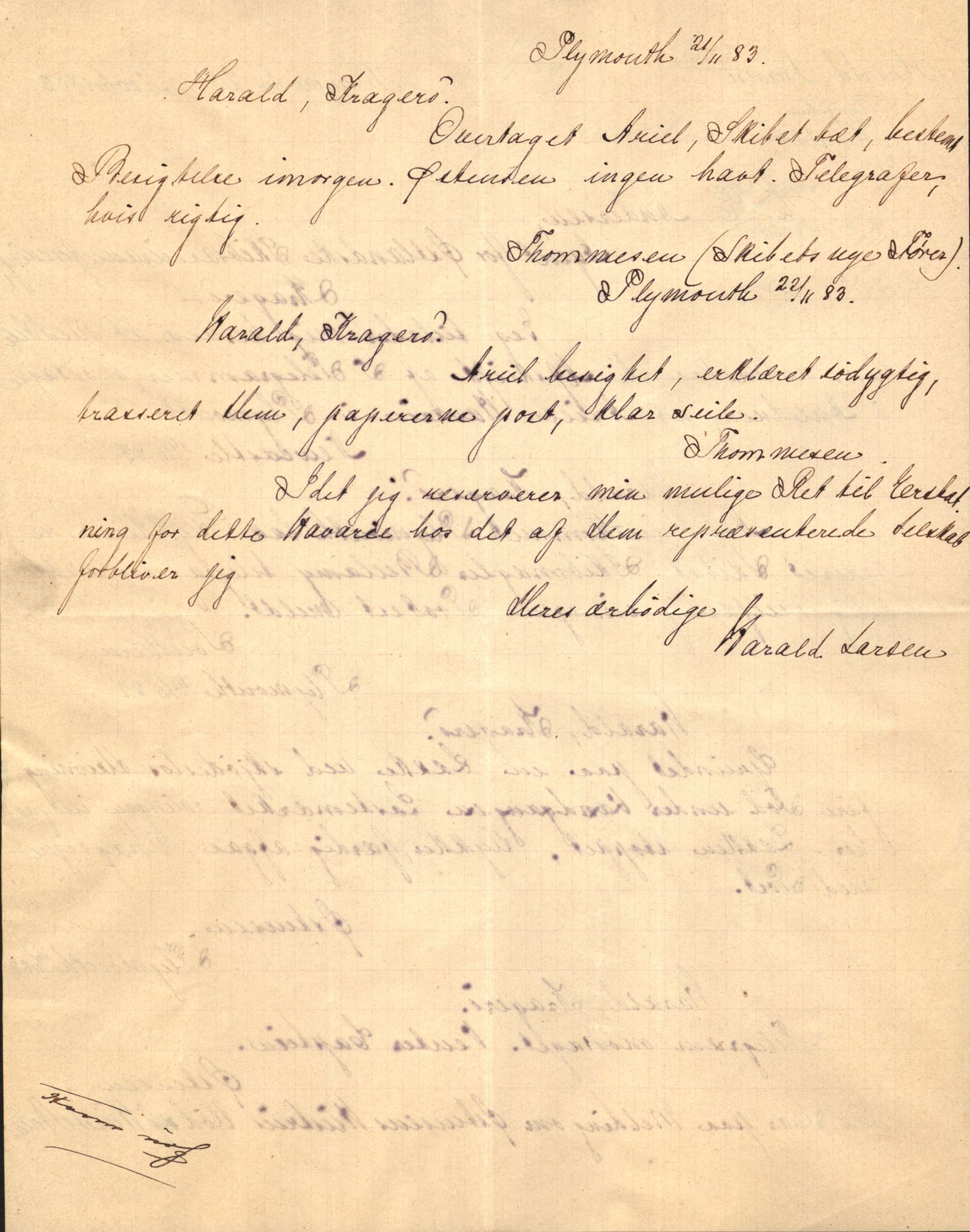 Pa 63 - Østlandske skibsassuranceforening, VEMU/A-1079/G/Ga/L0016/0008: Havaridokumenter / Ariel, Arica, Rolf, Activ, Herman Lehmkuhl, 1883, s. 3