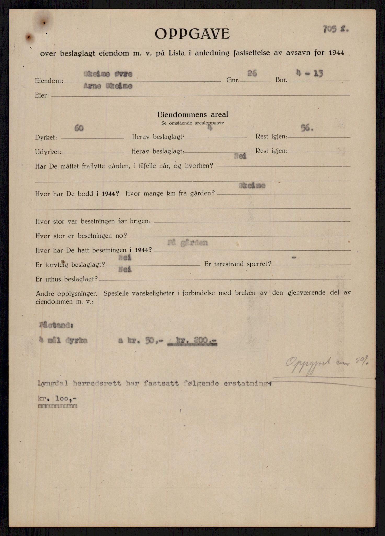 Forsvarsdepartementet, 10. kontor / Oppgjørskontoret, AV/RA-RAFA-1225/D/Db/L0178: Lista oppgjørskontor, 1941-1947, s. 1768