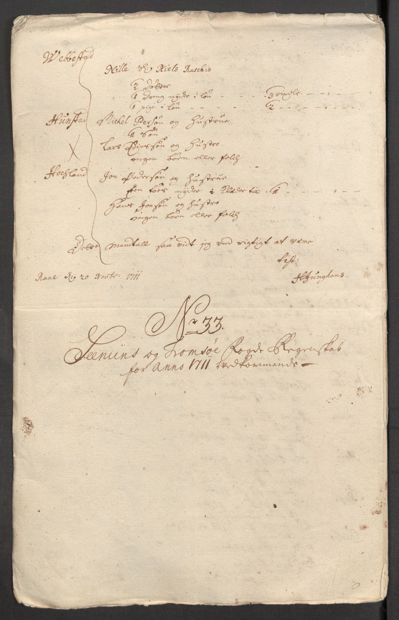 Rentekammeret inntil 1814, Reviderte regnskaper, Fogderegnskap, AV/RA-EA-4092/R68/L4758: Fogderegnskap Senja og Troms, 1711-1712, s. 237