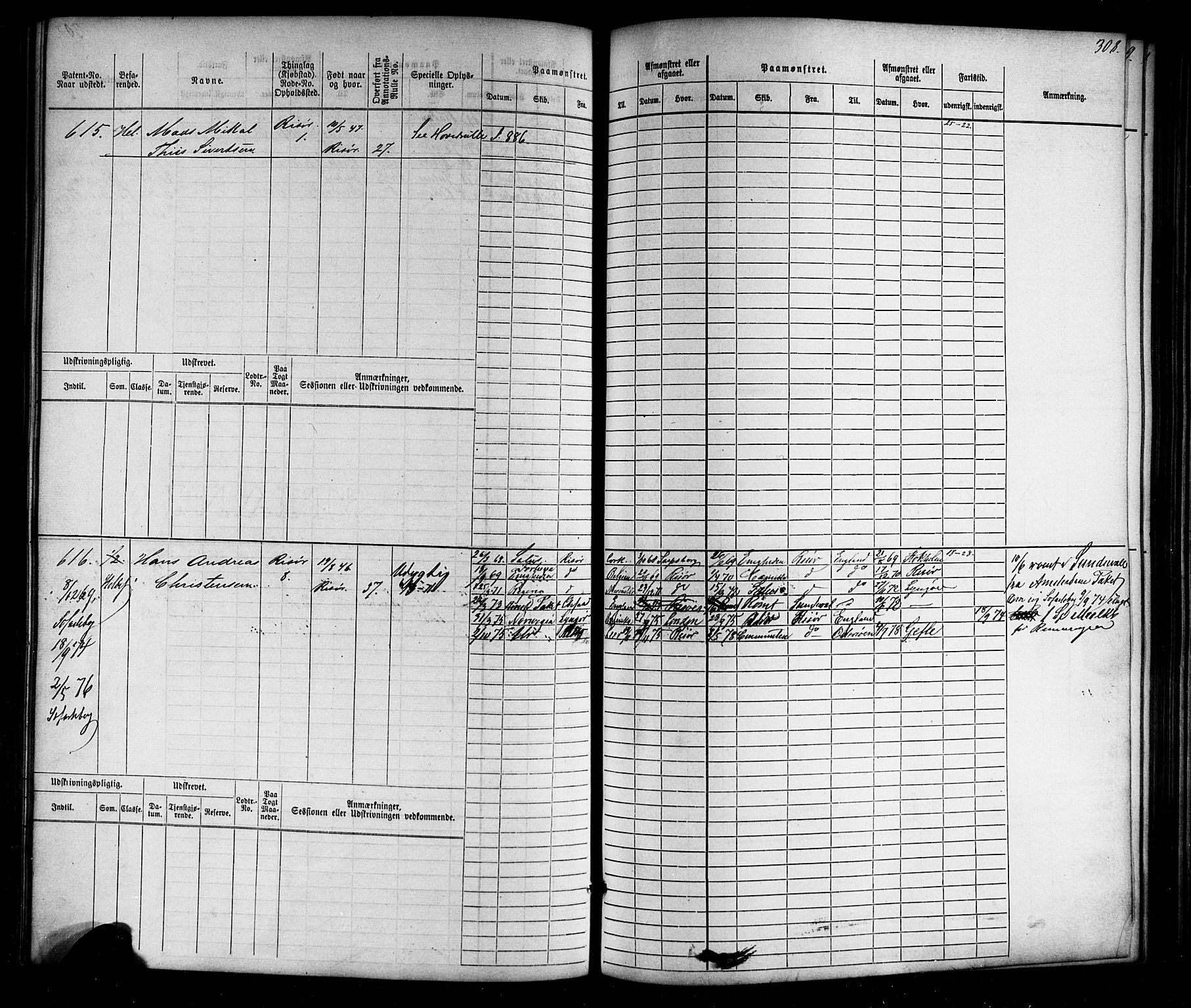 Risør mønstringskrets, AV/SAK-2031-0010/F/Fb/L0010: Hovedrulle nr 1-770, T-9, 1869-1890, s. 314