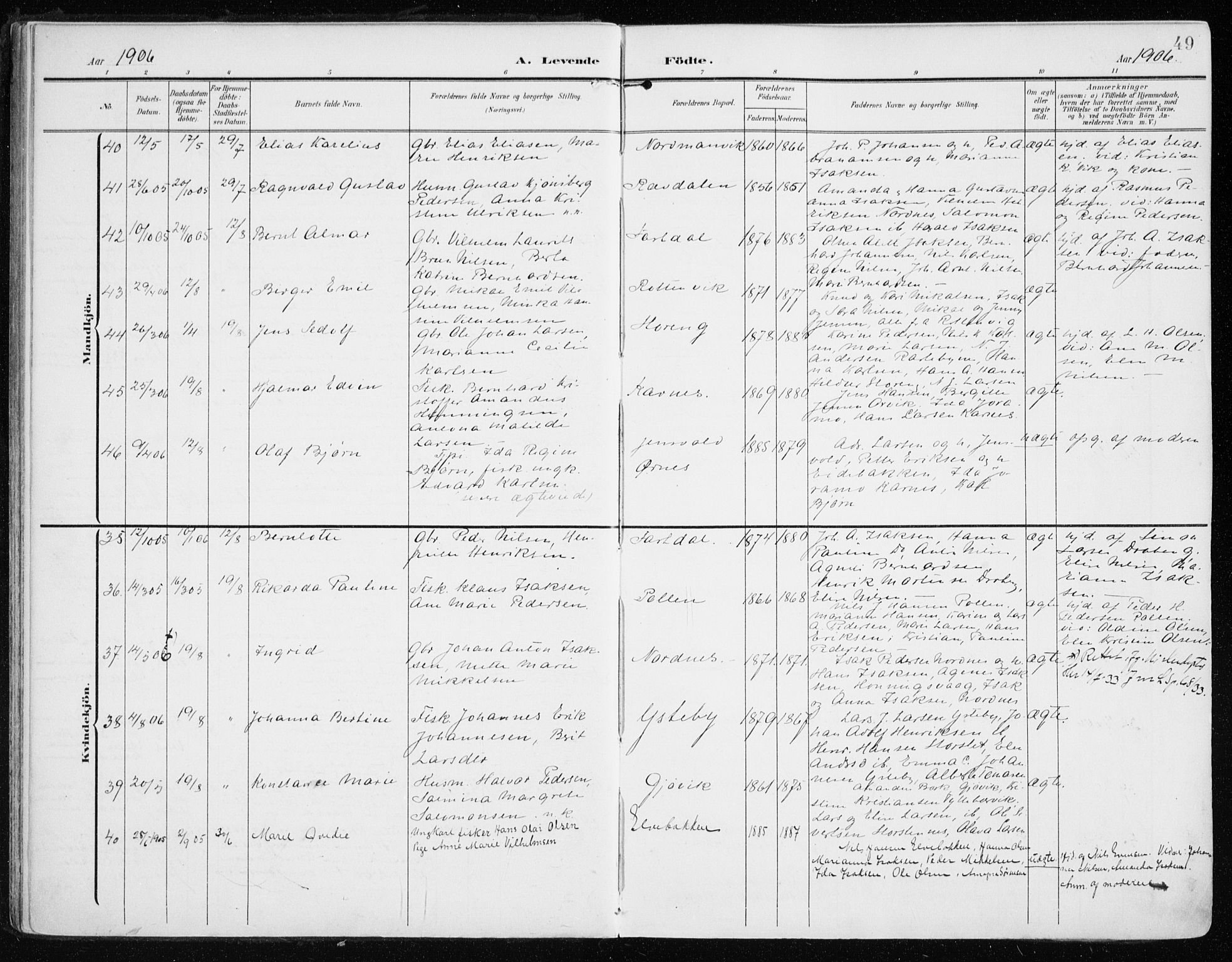 Lyngen sokneprestembete, AV/SATØ-S-1289/H/He/Hea/L0011kirke: Ministerialbok nr. 11, 1903-1913, s. 49