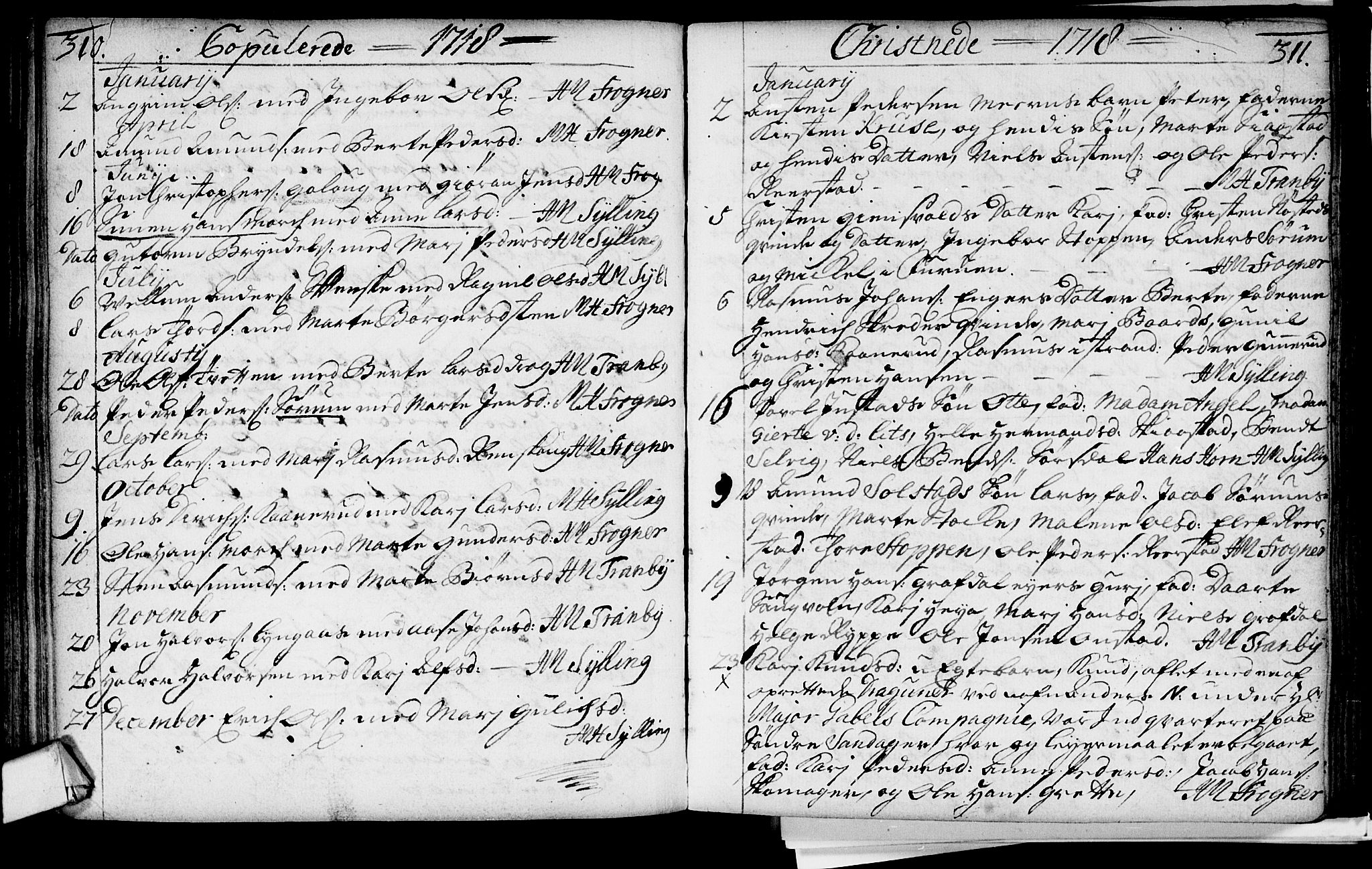 Lier kirkebøker, AV/SAKO-A-230/F/Fa/L0002: Ministerialbok nr. I 2, 1701-1726, s. 310-311