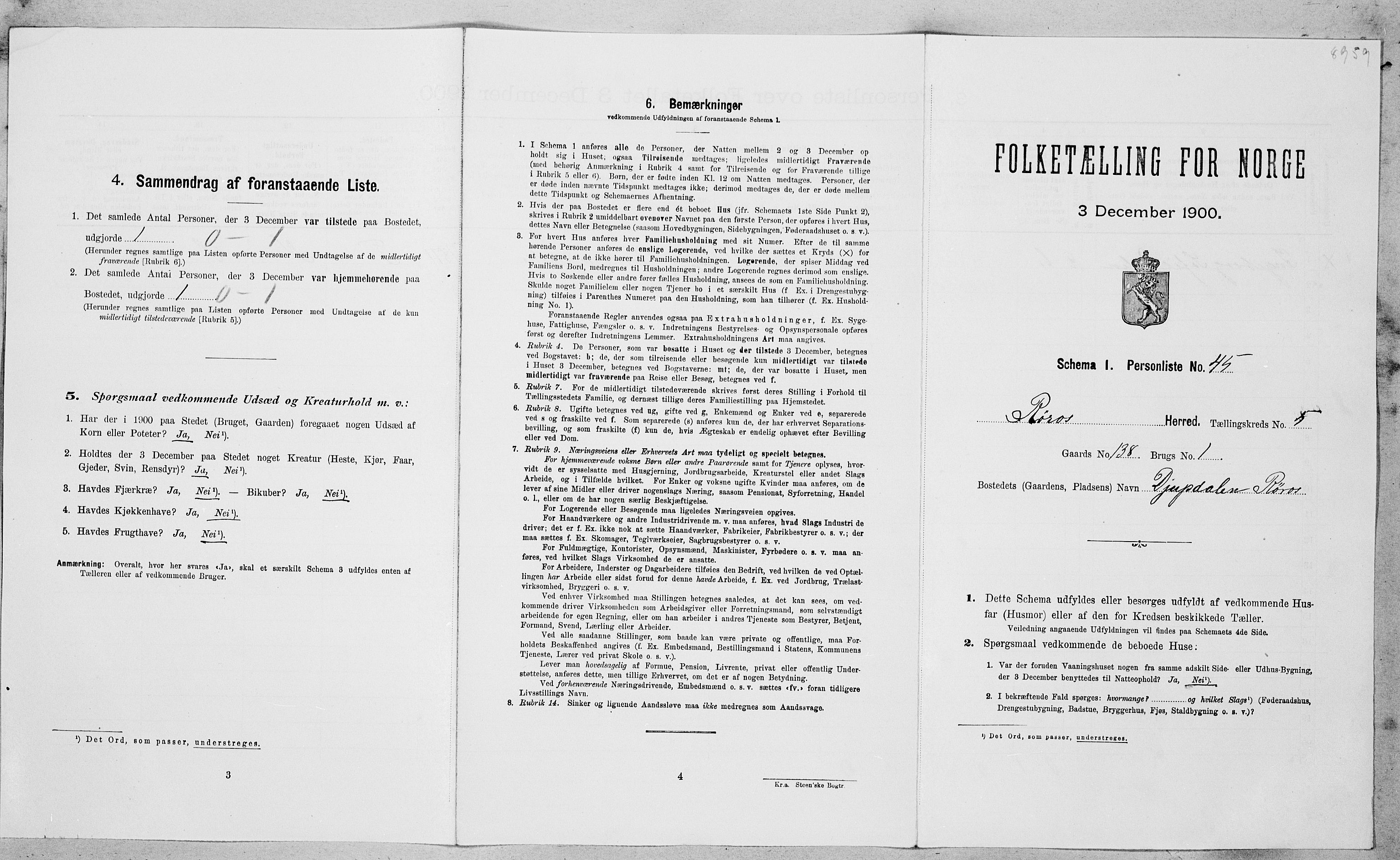 SAT, Folketelling 1900 for 1640 Røros herred, 1900, s. 752