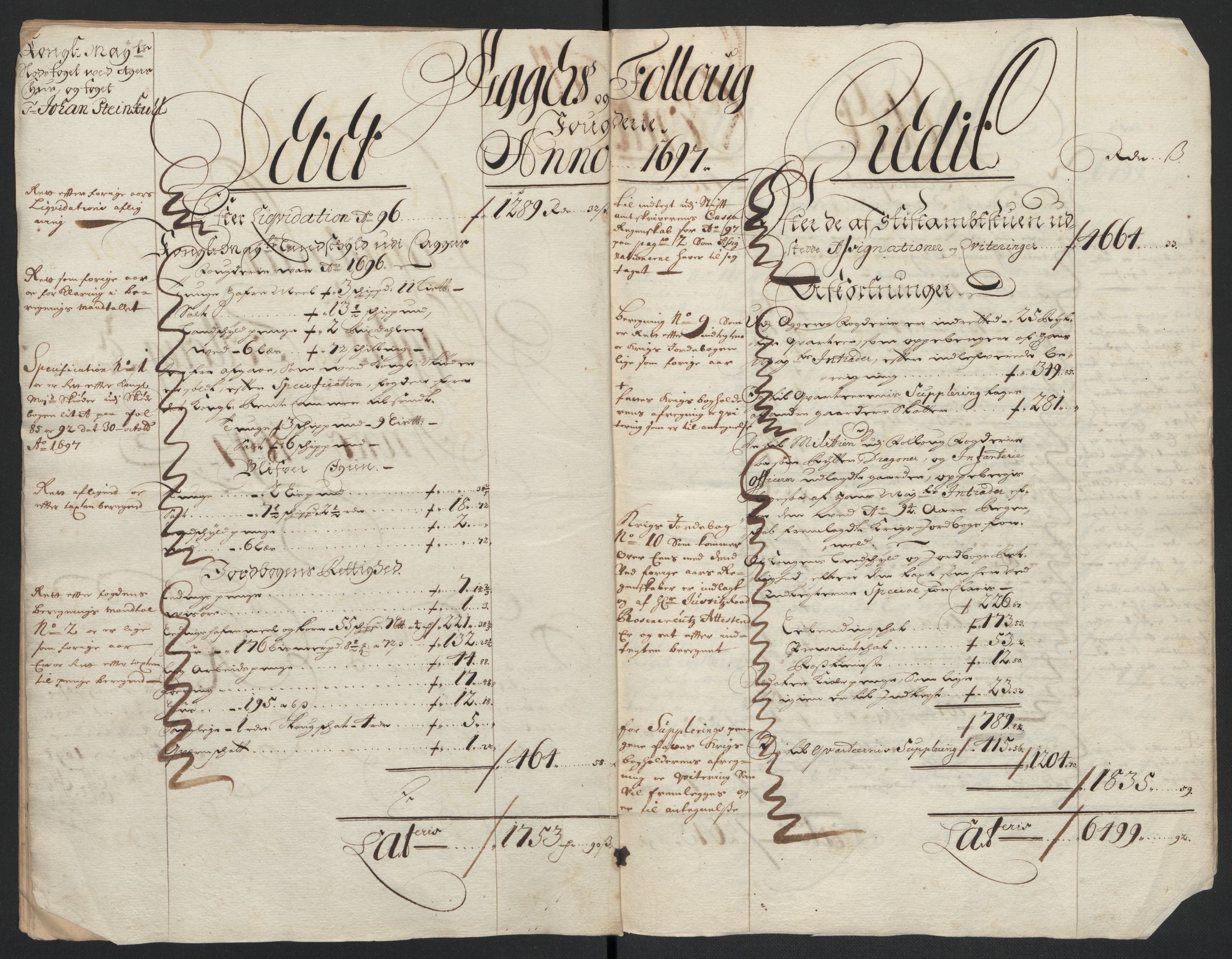 Rentekammeret inntil 1814, Reviderte regnskaper, Fogderegnskap, RA/EA-4092/R10/L0440: Fogderegnskap Aker og Follo, 1696-1697, s. 257