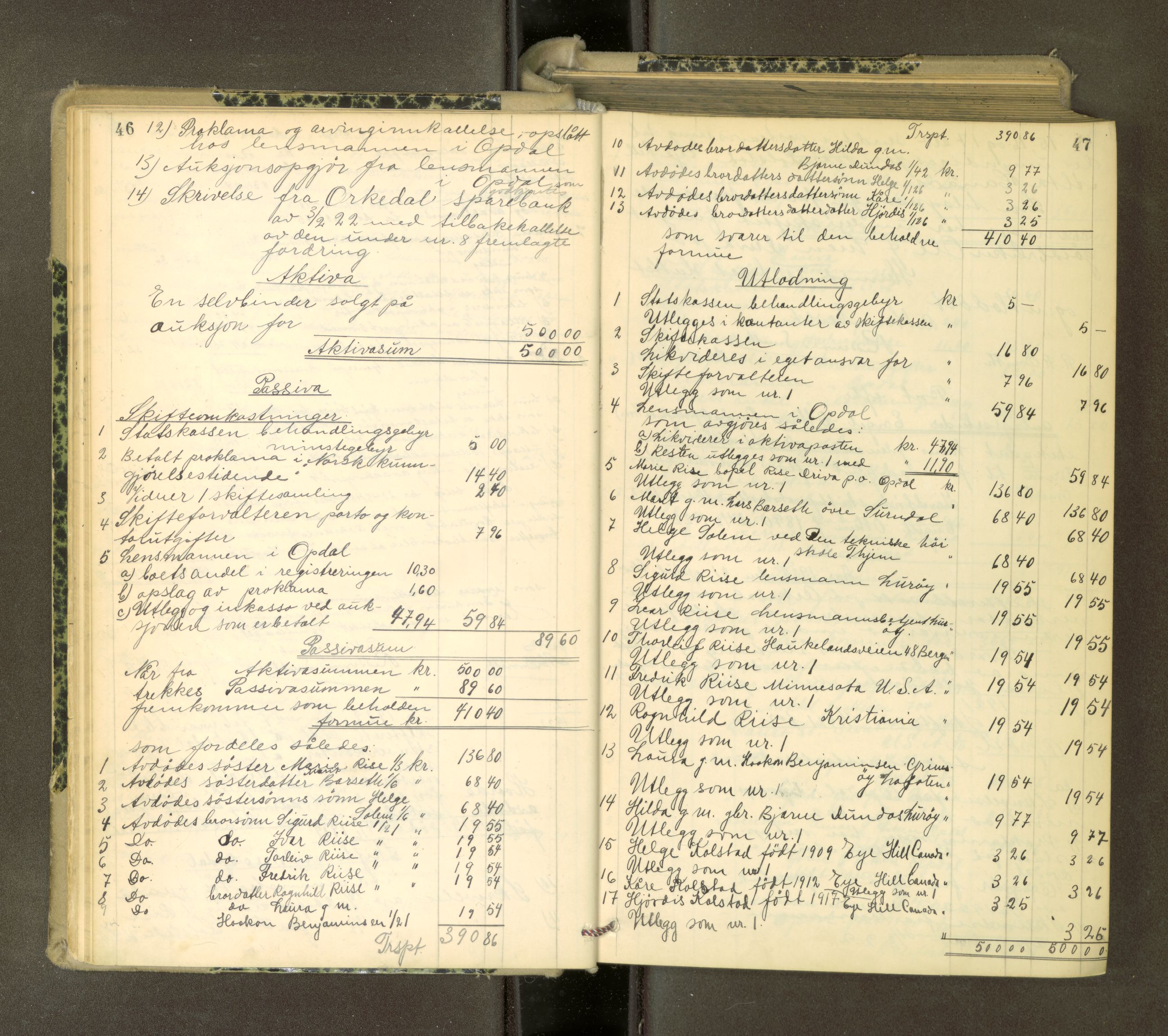 Orkdal sorenskriveri, AV/SAT-A-4169/1/3/3Aa/L0017: Skifteprotokoller, 1921-1929, s. 46-47