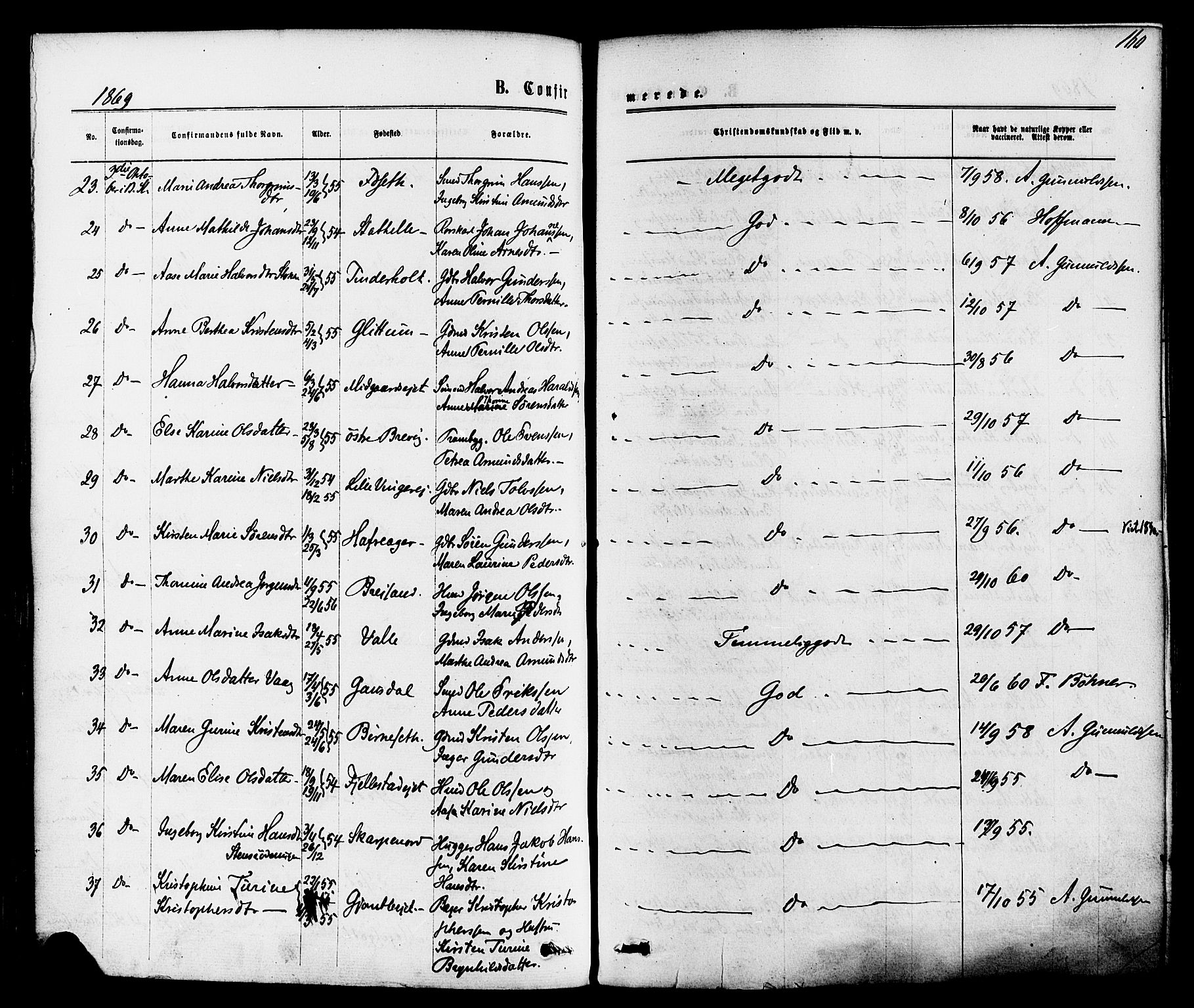 Bamble kirkebøker, AV/SAKO-A-253/F/Fa/L0006: Ministerialbok nr. I 6, 1869-1877, s. 160