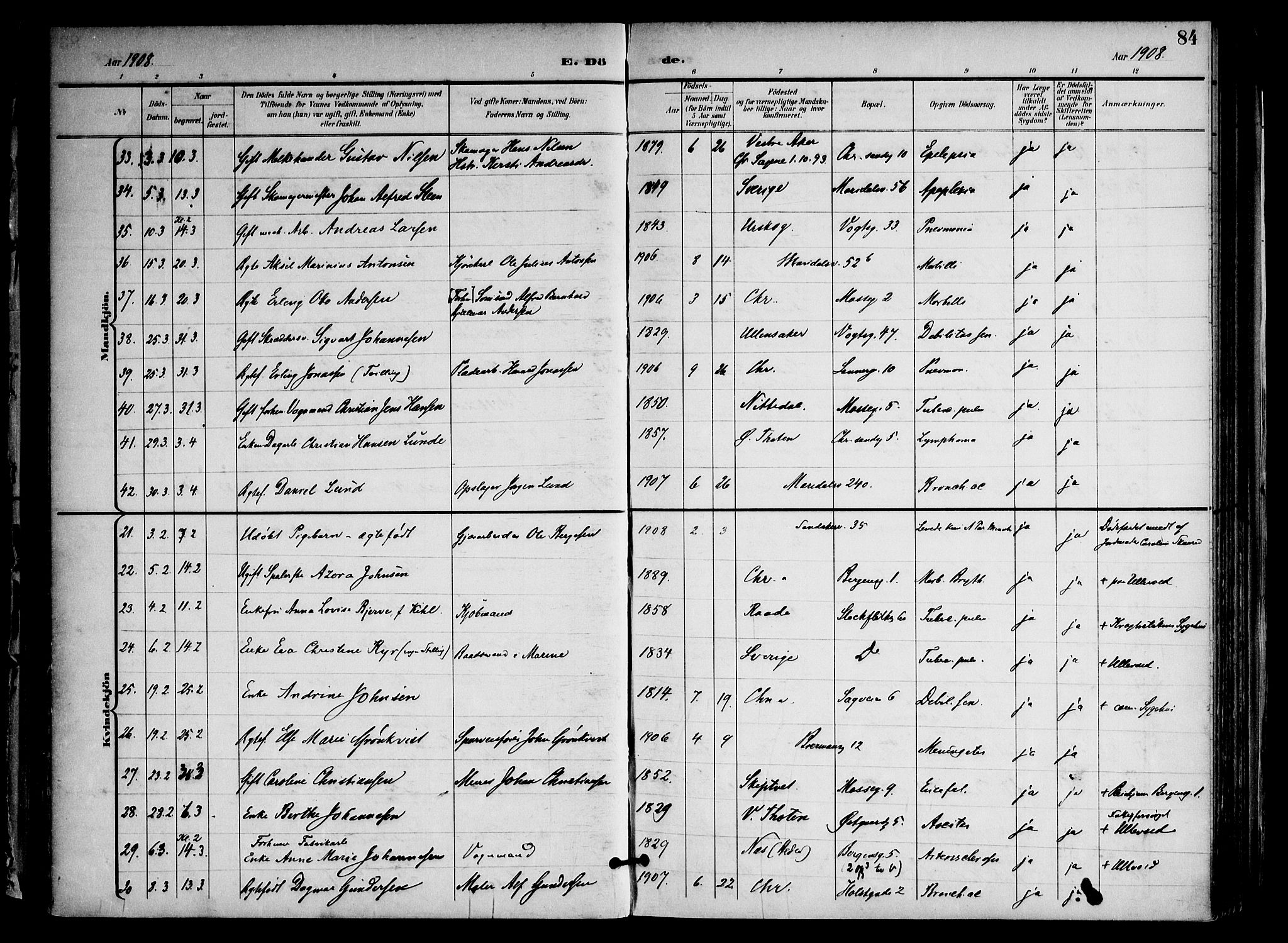 Sagene prestekontor Kirkebøker, AV/SAO-A-10796/F/L0006: Ministerialbok nr. 6, 1898-1923, s. 84