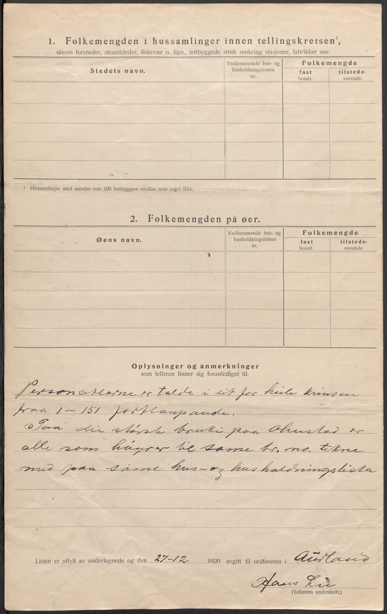 SAB, Folketelling 1920 for 1421 Aurland herred, 1920, s. 10