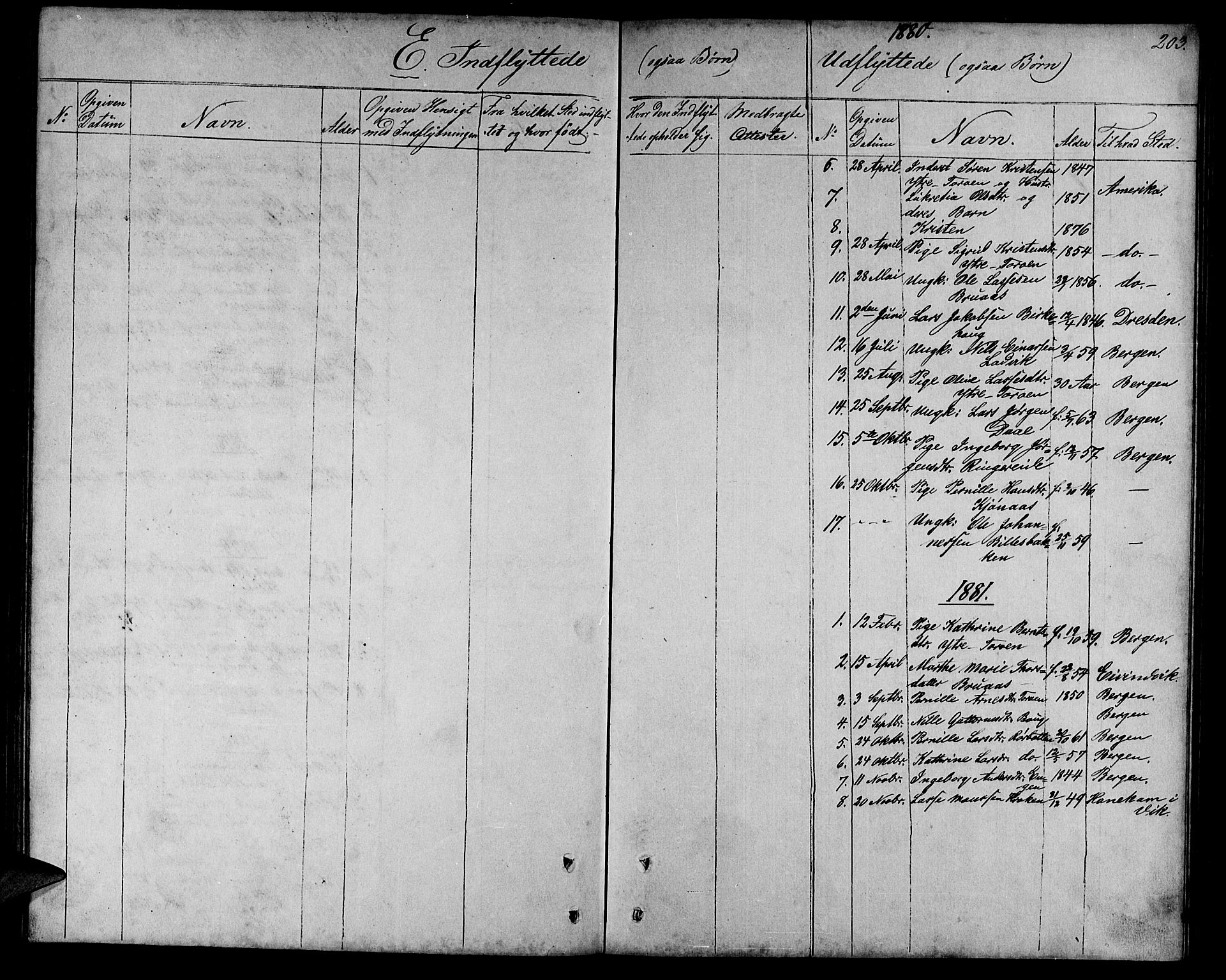 Lavik sokneprestembete, AV/SAB-A-80901: Klokkerbok nr. A 1, 1854-1881, s. 203