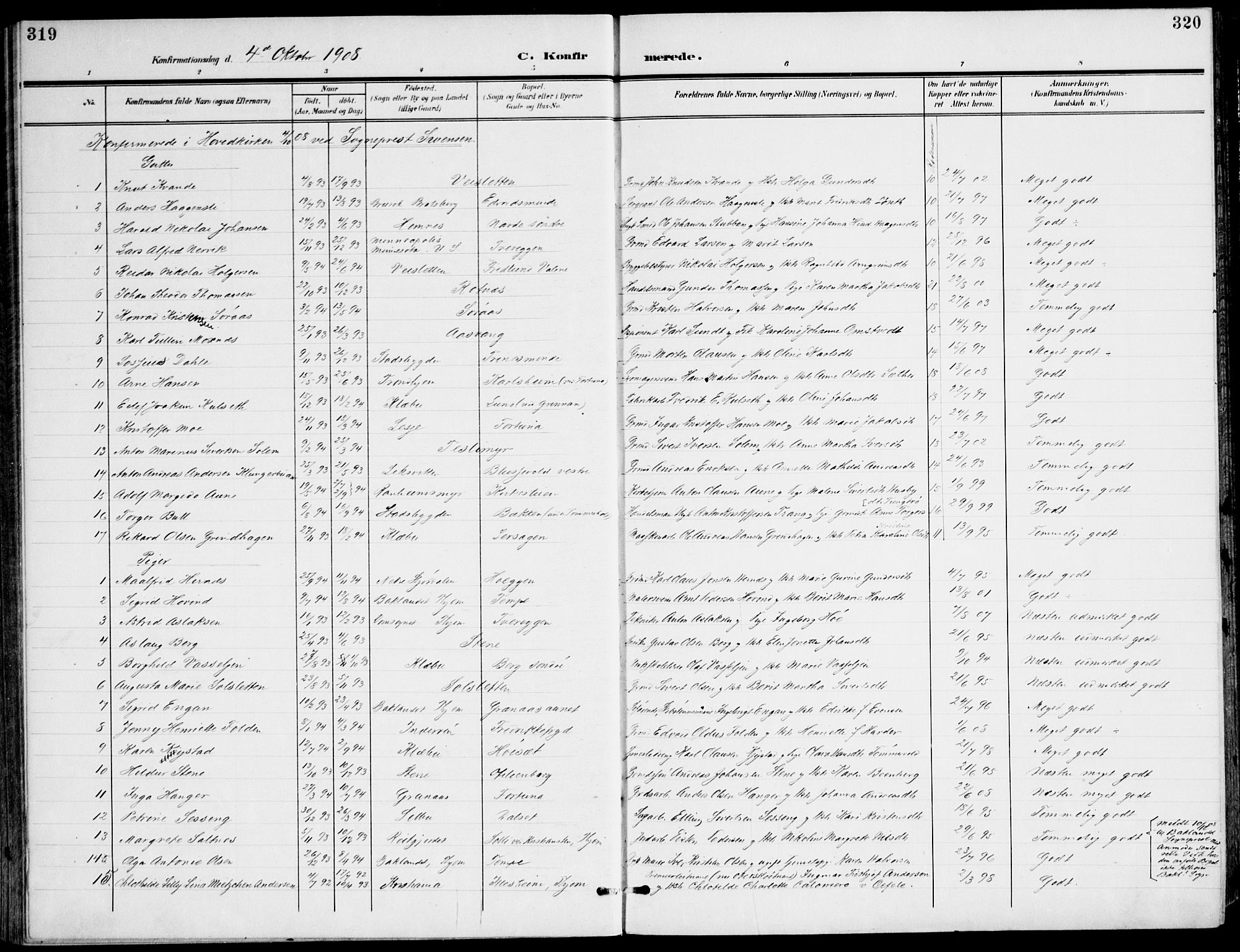 Ministerialprotokoller, klokkerbøker og fødselsregistre - Sør-Trøndelag, AV/SAT-A-1456/607/L0320: Ministerialbok nr. 607A04, 1907-1915, s. 319-320