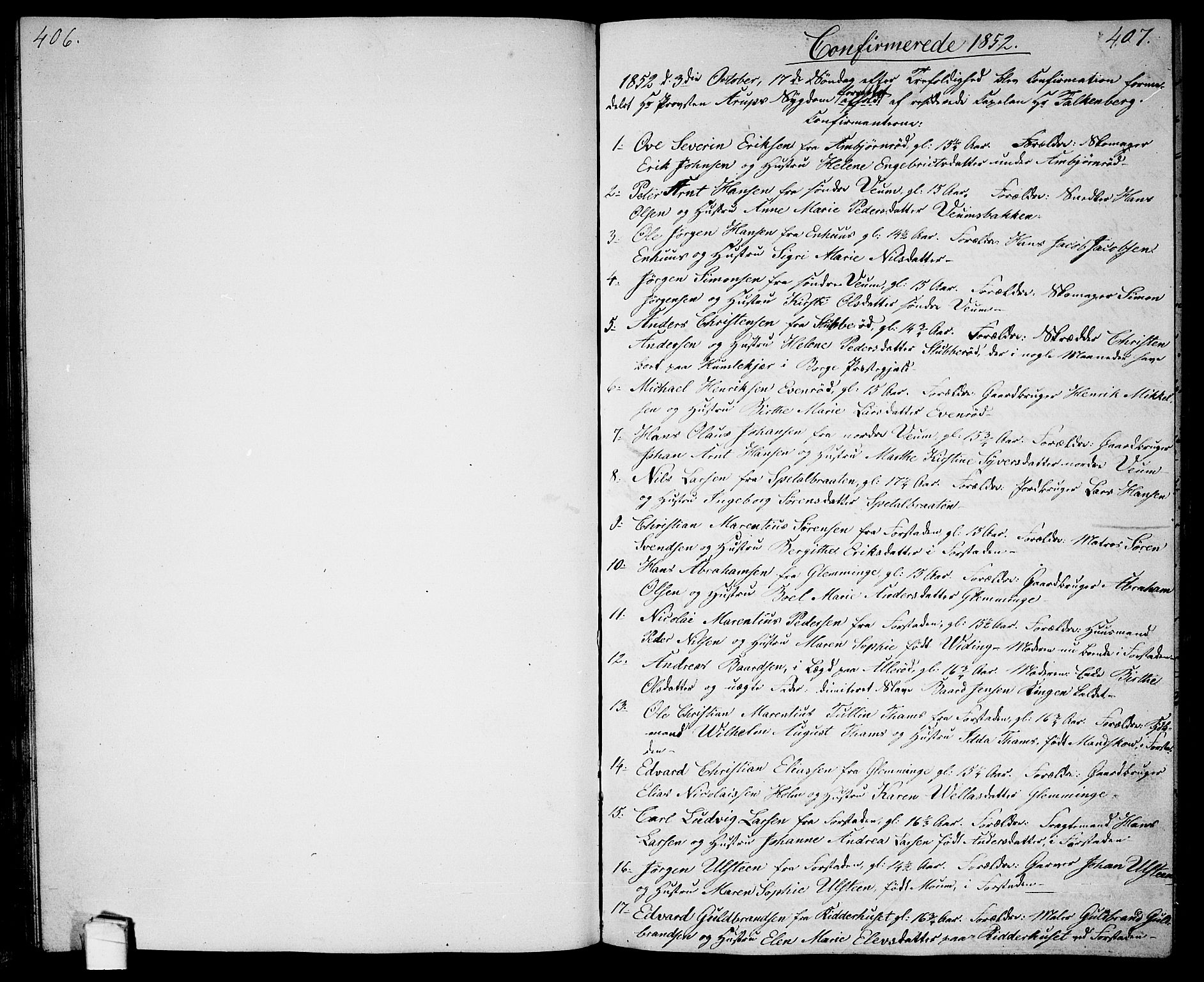 Glemmen prestekontor Kirkebøker, AV/SAO-A-10908/G/Ga/L0003: Klokkerbok nr. 3, 1852-1866, s. 406-407