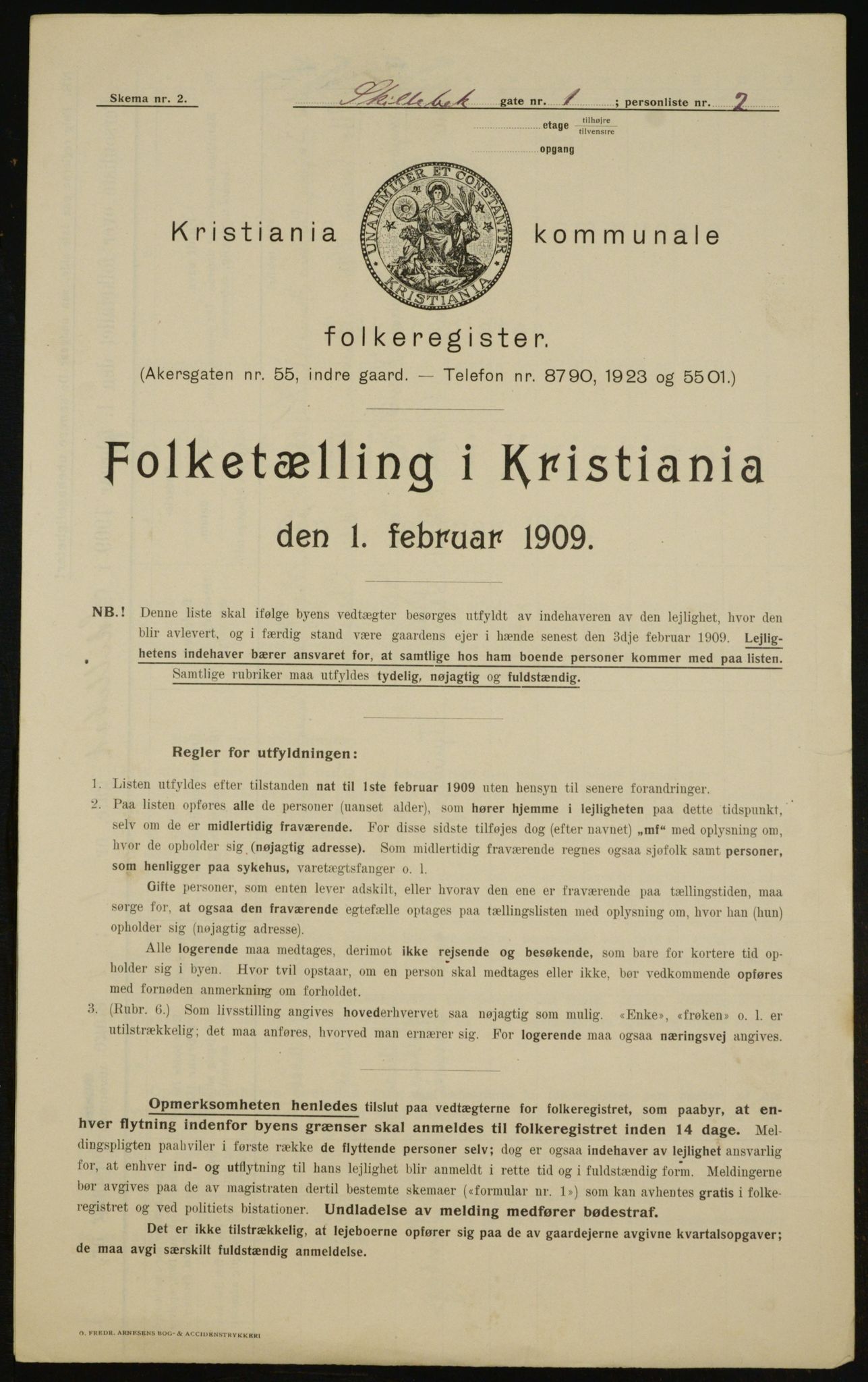 OBA, Kommunal folketelling 1.2.1909 for Kristiania kjøpstad, 1909, s. 86496
