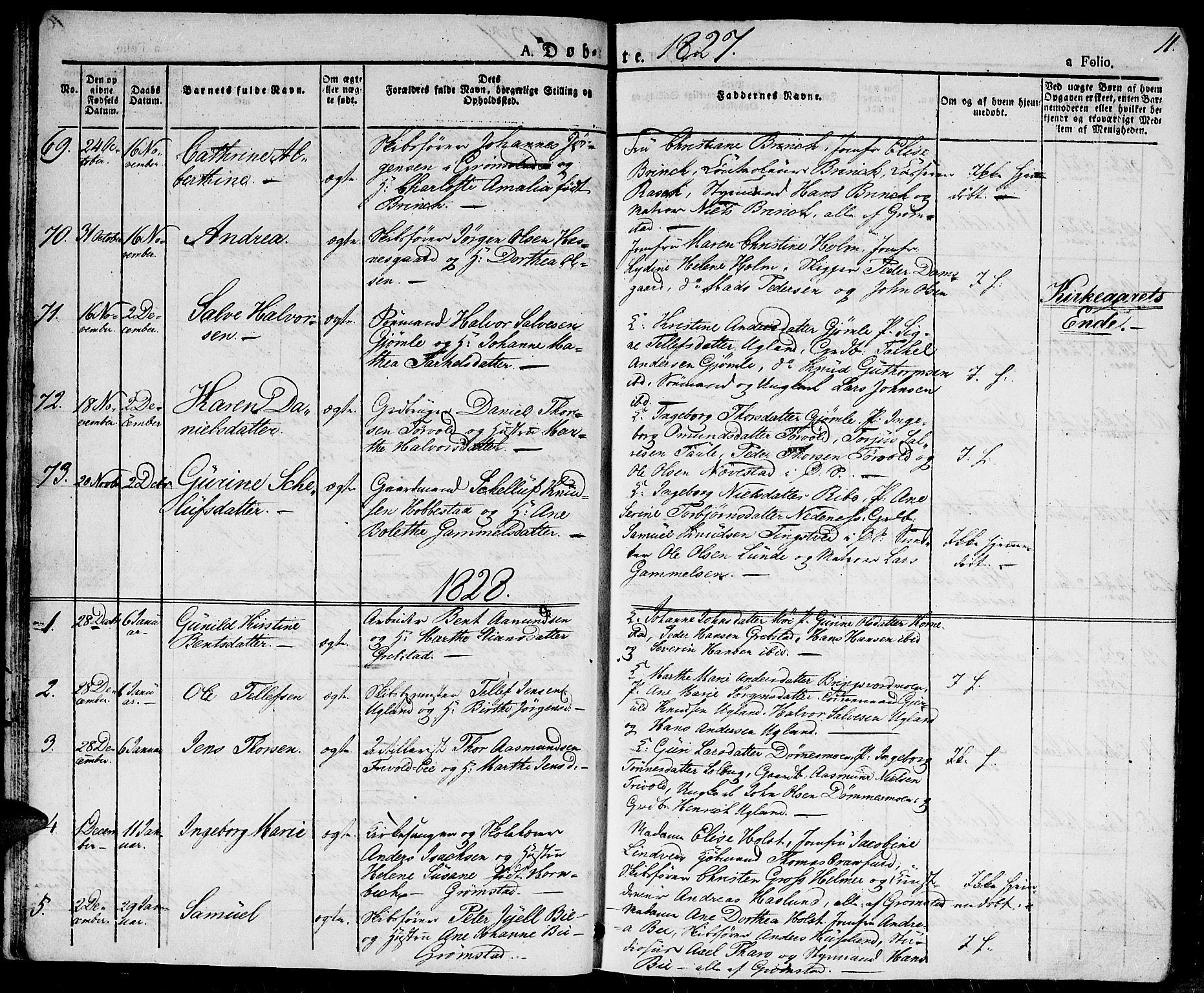 Fjære sokneprestkontor, AV/SAK-1111-0011/F/Fa/L0002: Ministerialbok nr. A 2, 1827-1839, s. 11