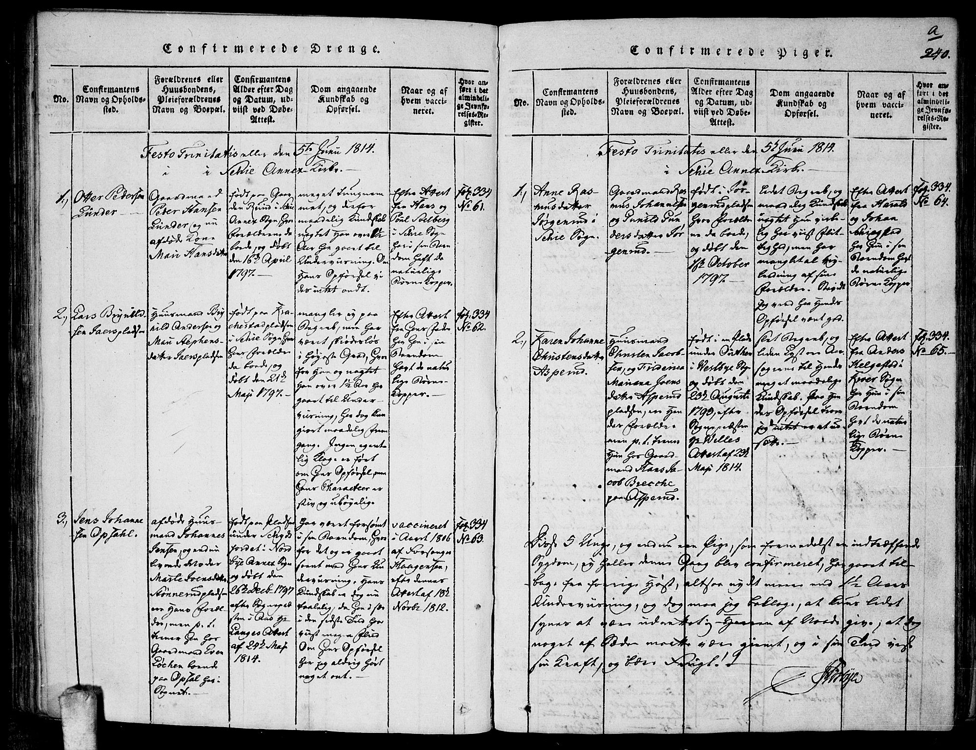 Kråkstad prestekontor Kirkebøker, AV/SAO-A-10125a/F/Fa/L0003: Ministerialbok nr. I 3, 1813-1824, s. 240a