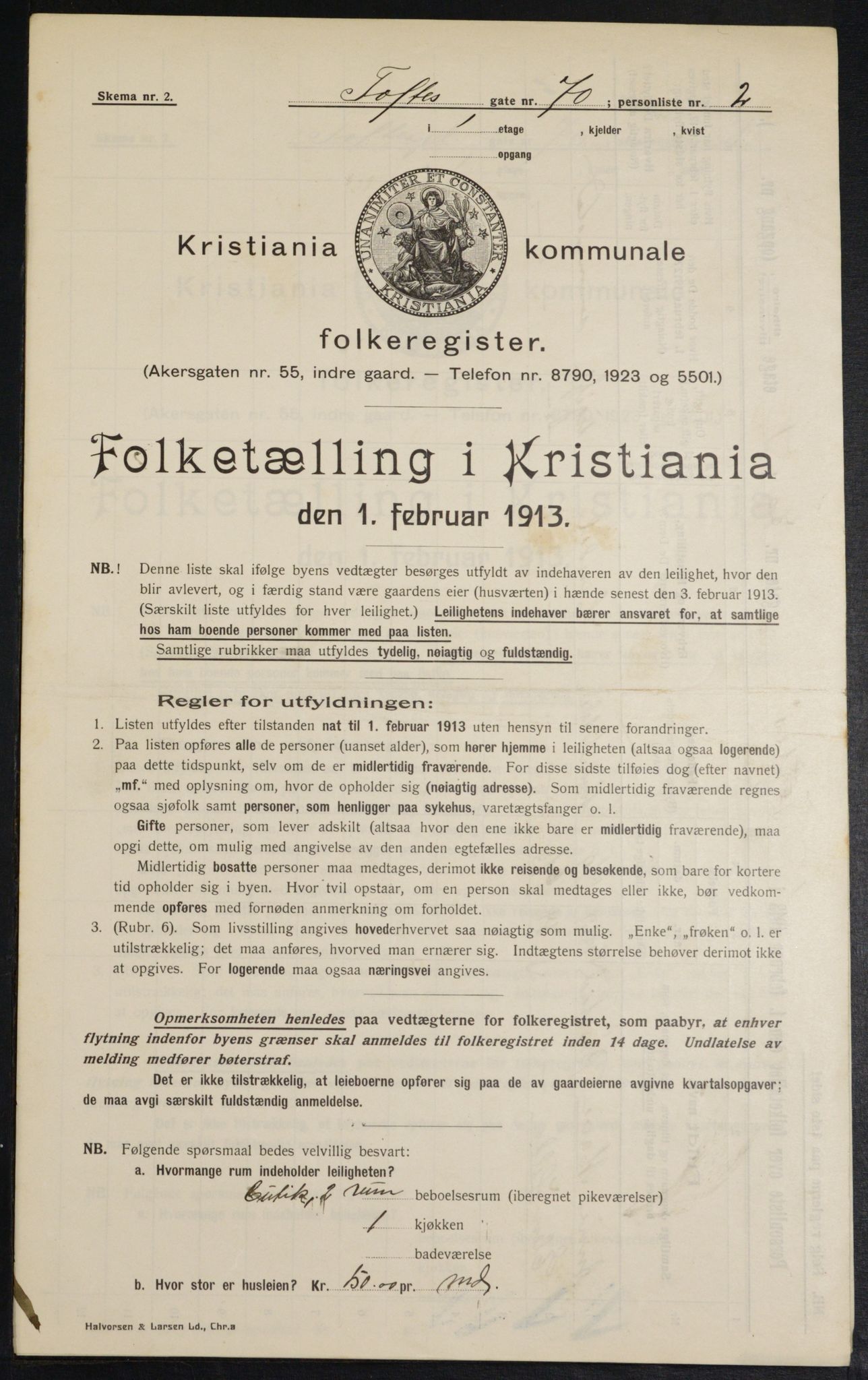 OBA, Kommunal folketelling 1.2.1913 for Kristiania, 1913, s. 113086