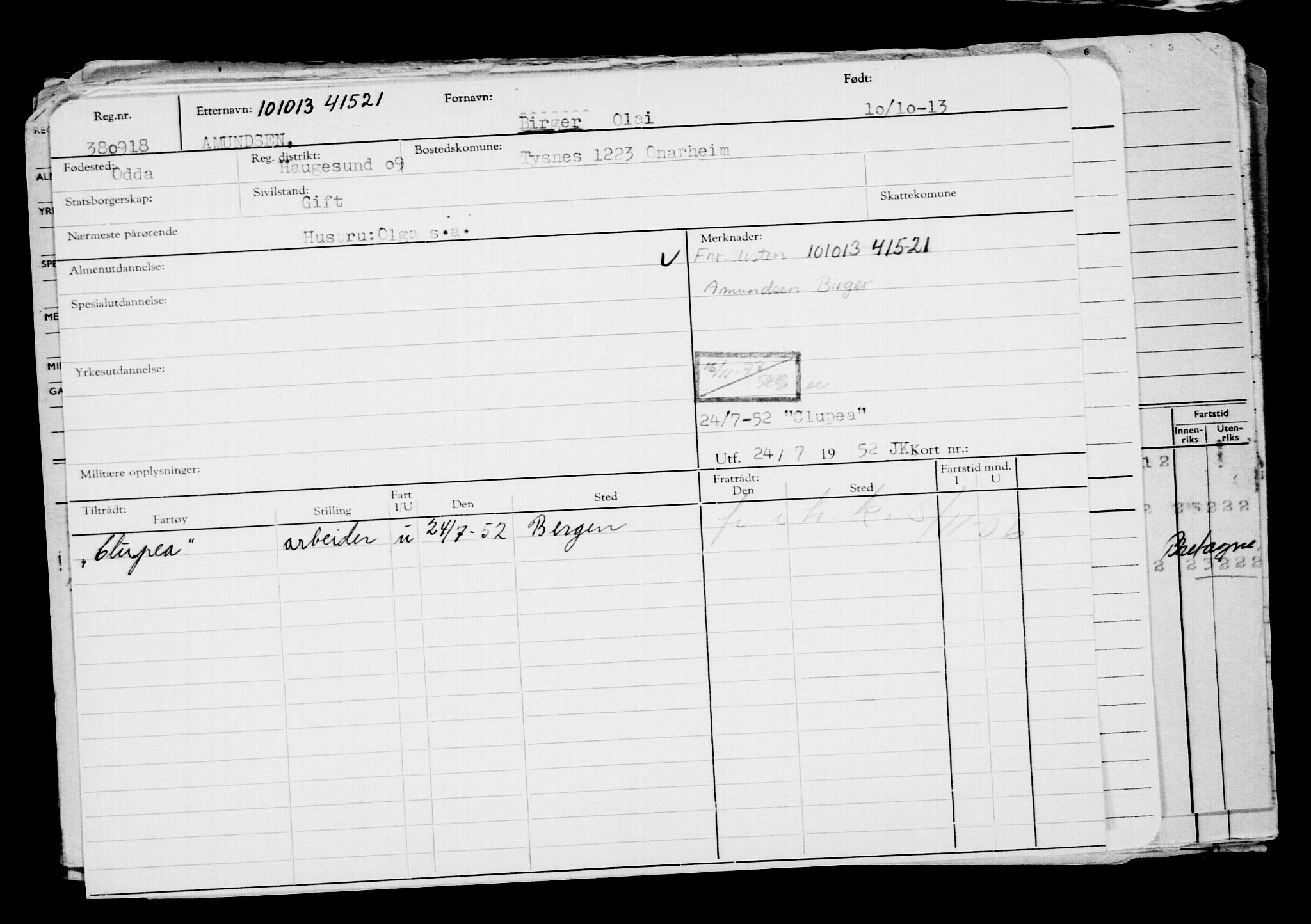 Direktoratet for sjømenn, AV/RA-S-3545/G/Gb/L0115: Hovedkort, 1913, s. 691