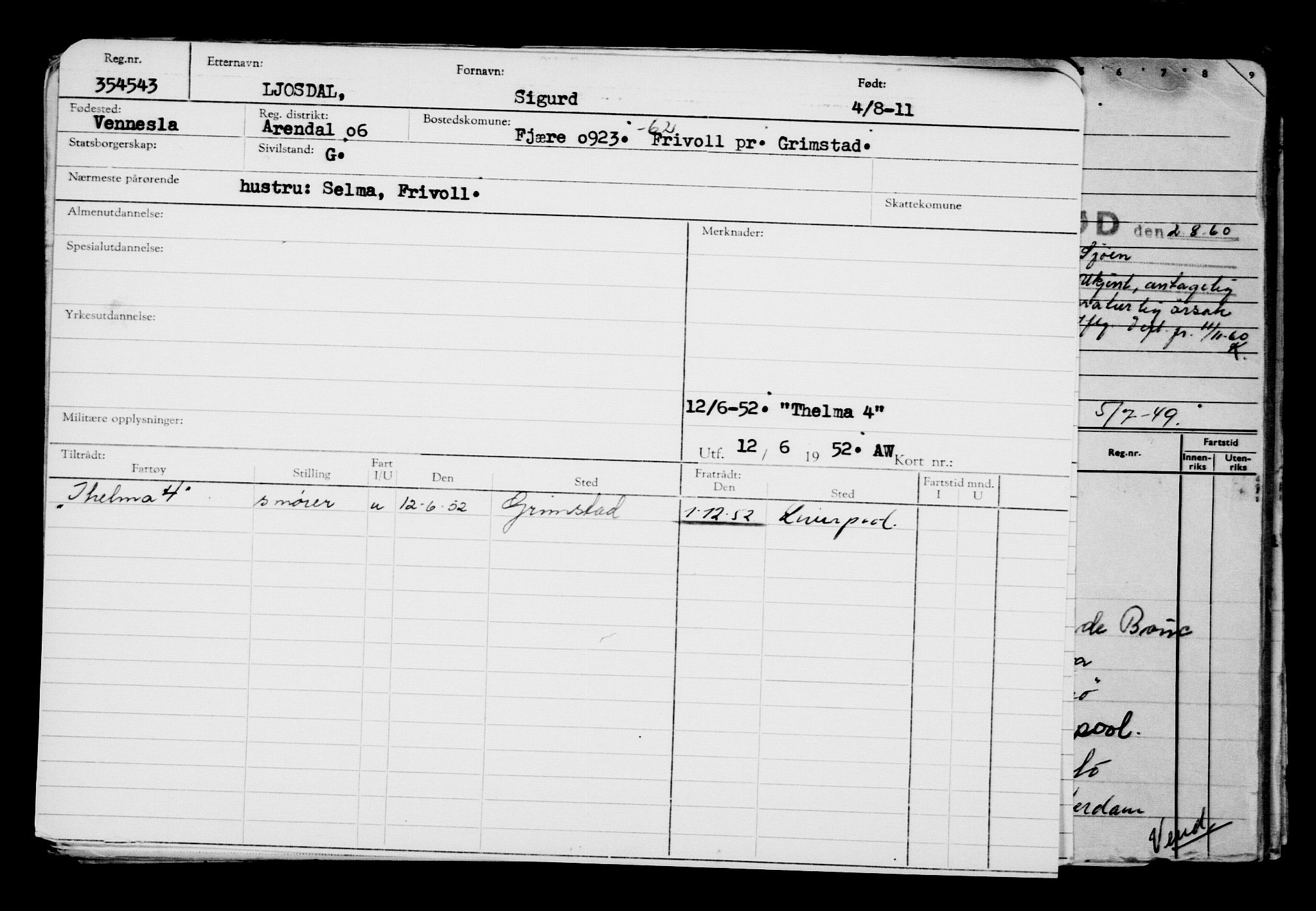 Direktoratet for sjømenn, RA/S-3545/G/Gb/L0099: Hovedkort, 1911, s. 75