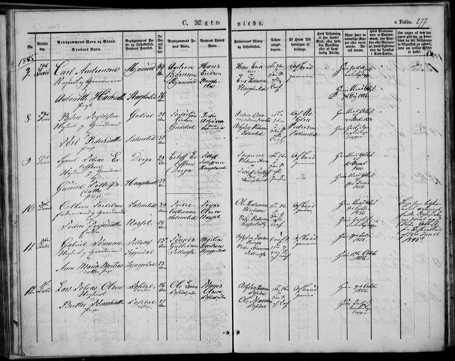 Bakke sokneprestkontor, AV/SAK-1111-0002/F/Fa/Faa/L0004: Ministerialbok nr. A 4, 1834-1846, s. 277