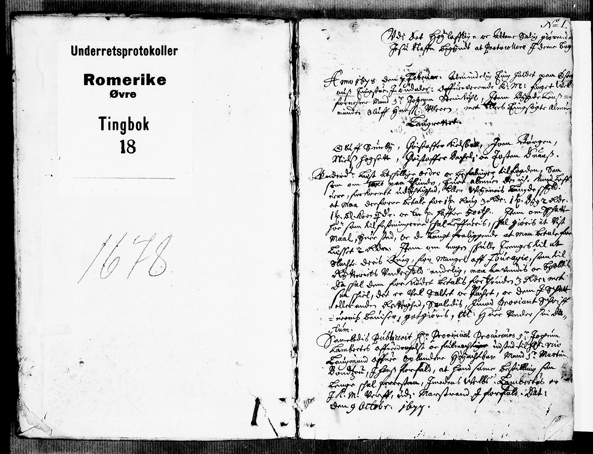Øvre Romerike sorenskriveri, AV/SAO-A-10649/F/Fb/L0018: Tingbok 18, 1678, s. 0b-1a
