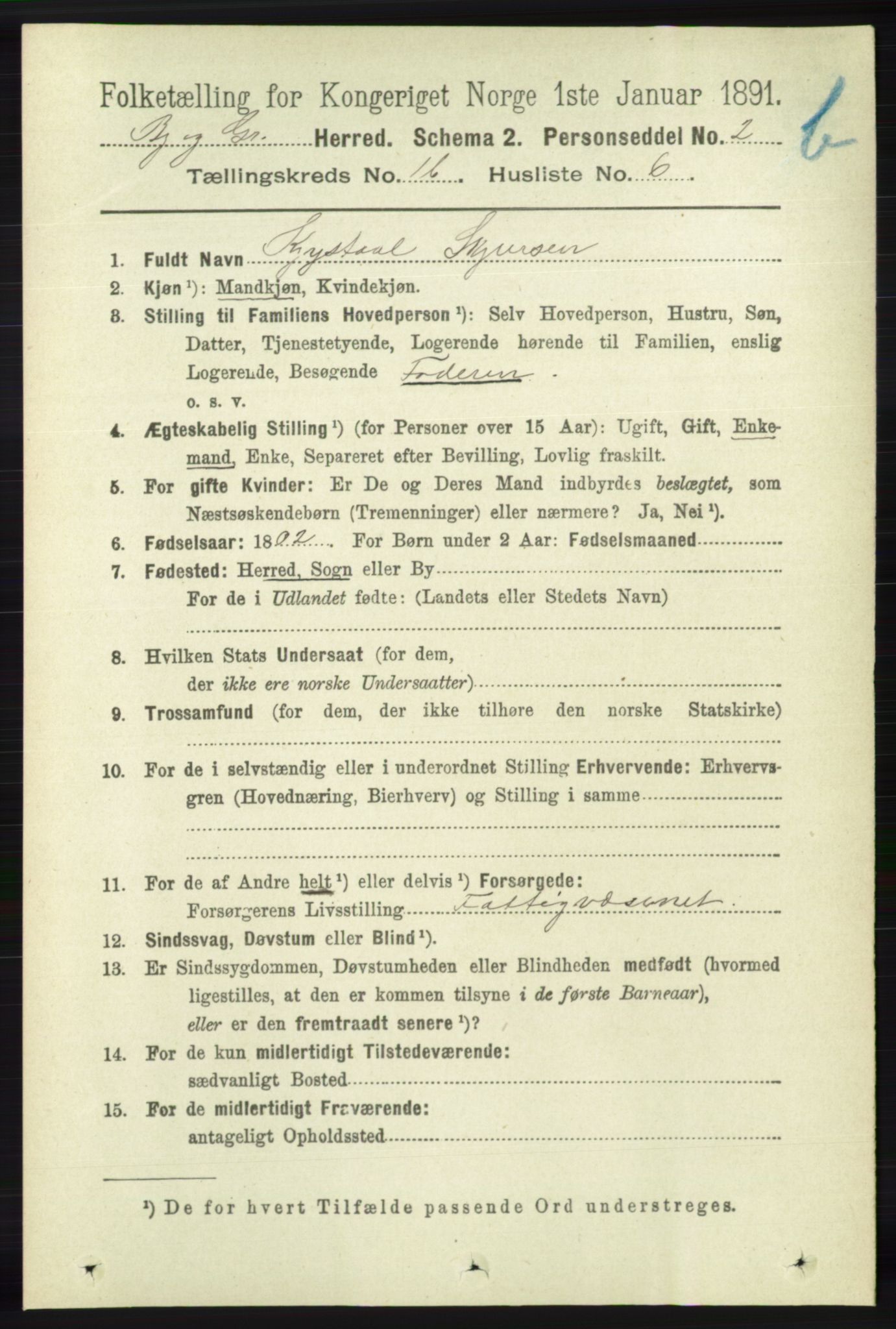 RA, Folketelling 1891 for 1024 Bjelland og Grindheim herred, 1891, s. 797
