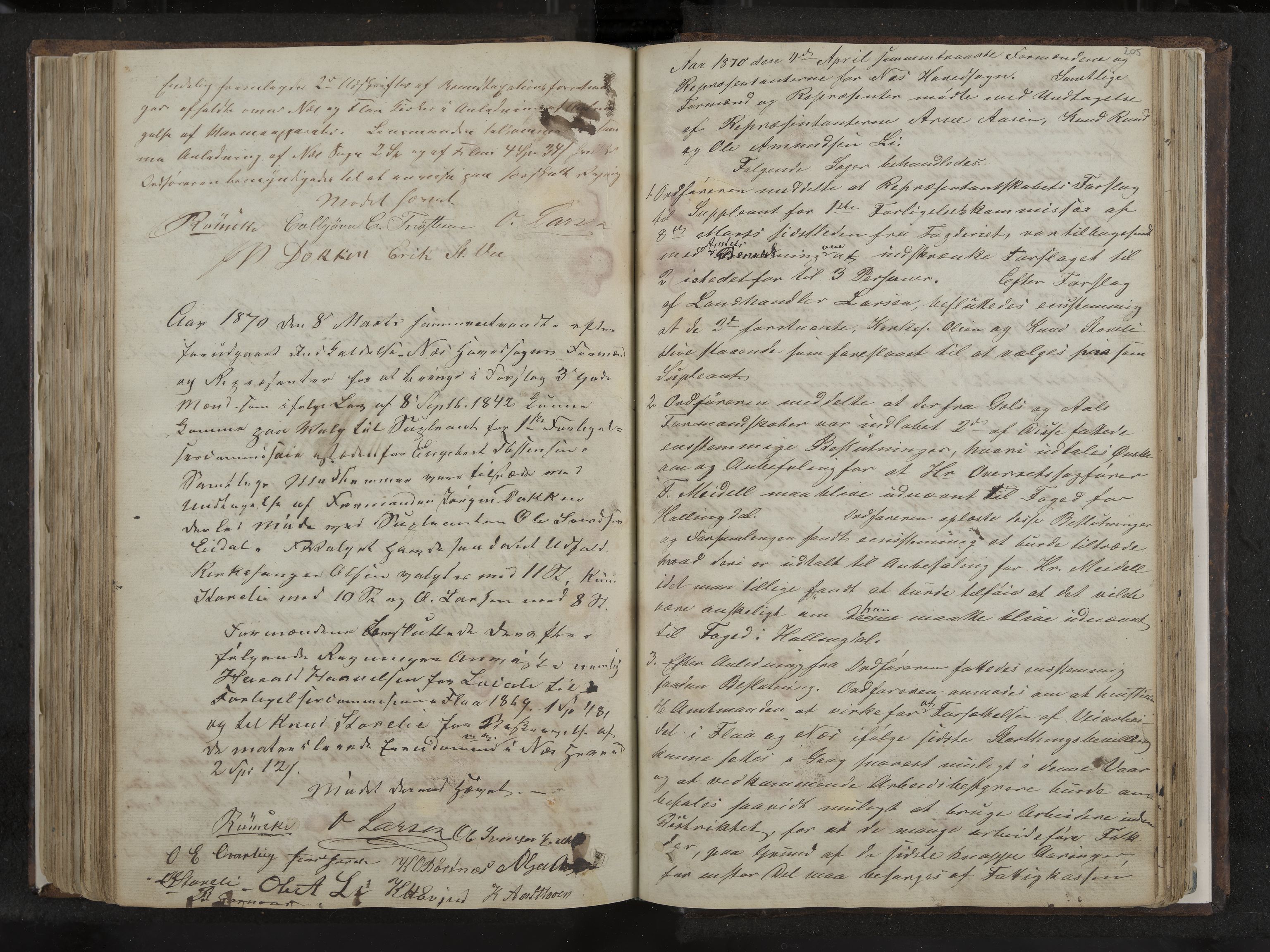 Nes formannskap og sentraladministrasjon, IKAK/0616021-1/A/Aa/L0001: Møtebok med register, 1838-1875, s. 205