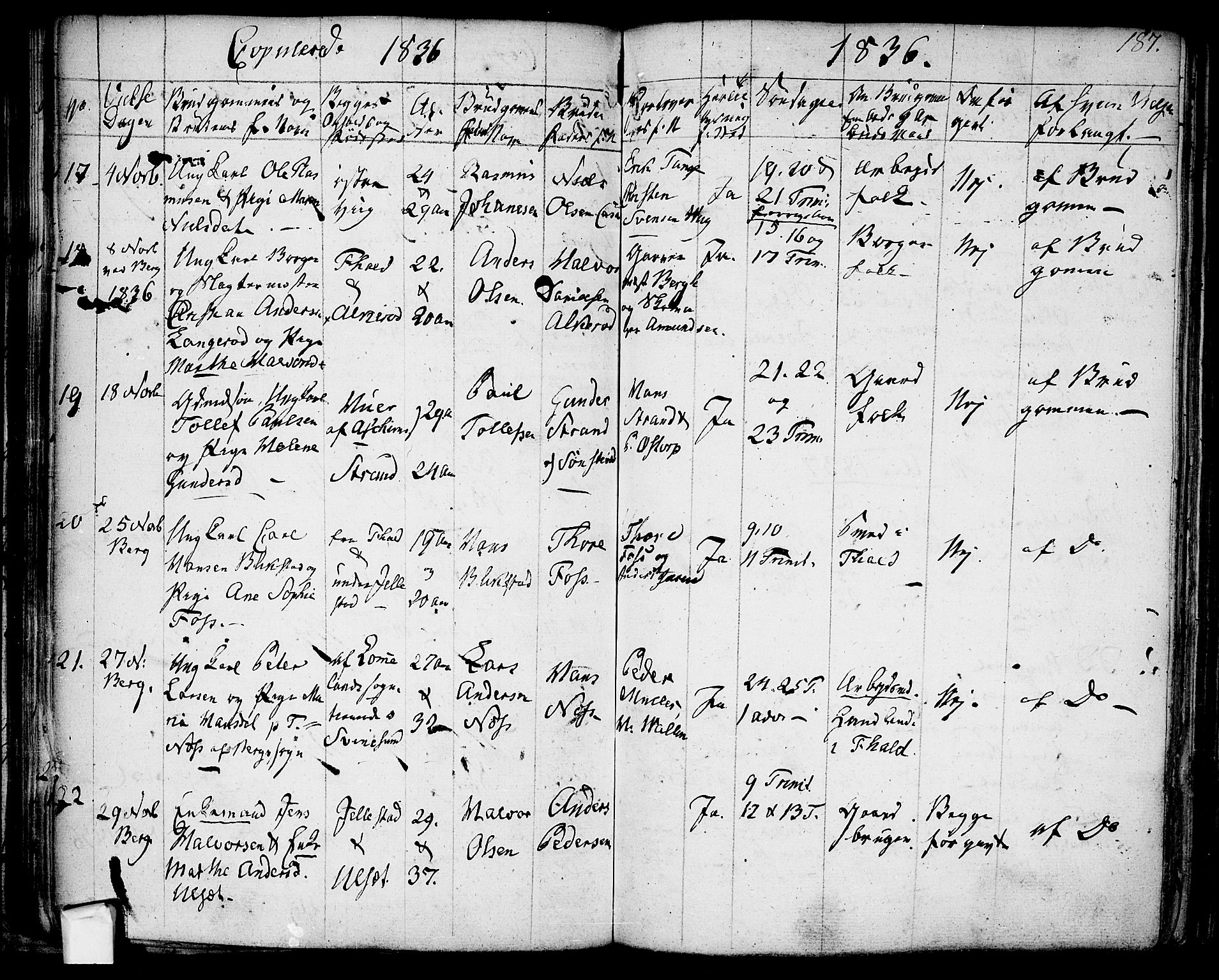Berg prestekontor Kirkebøker, AV/SAO-A-10902/F/Fa/L0003: Ministerialbok nr. I 3, 1832-1842, s. 187