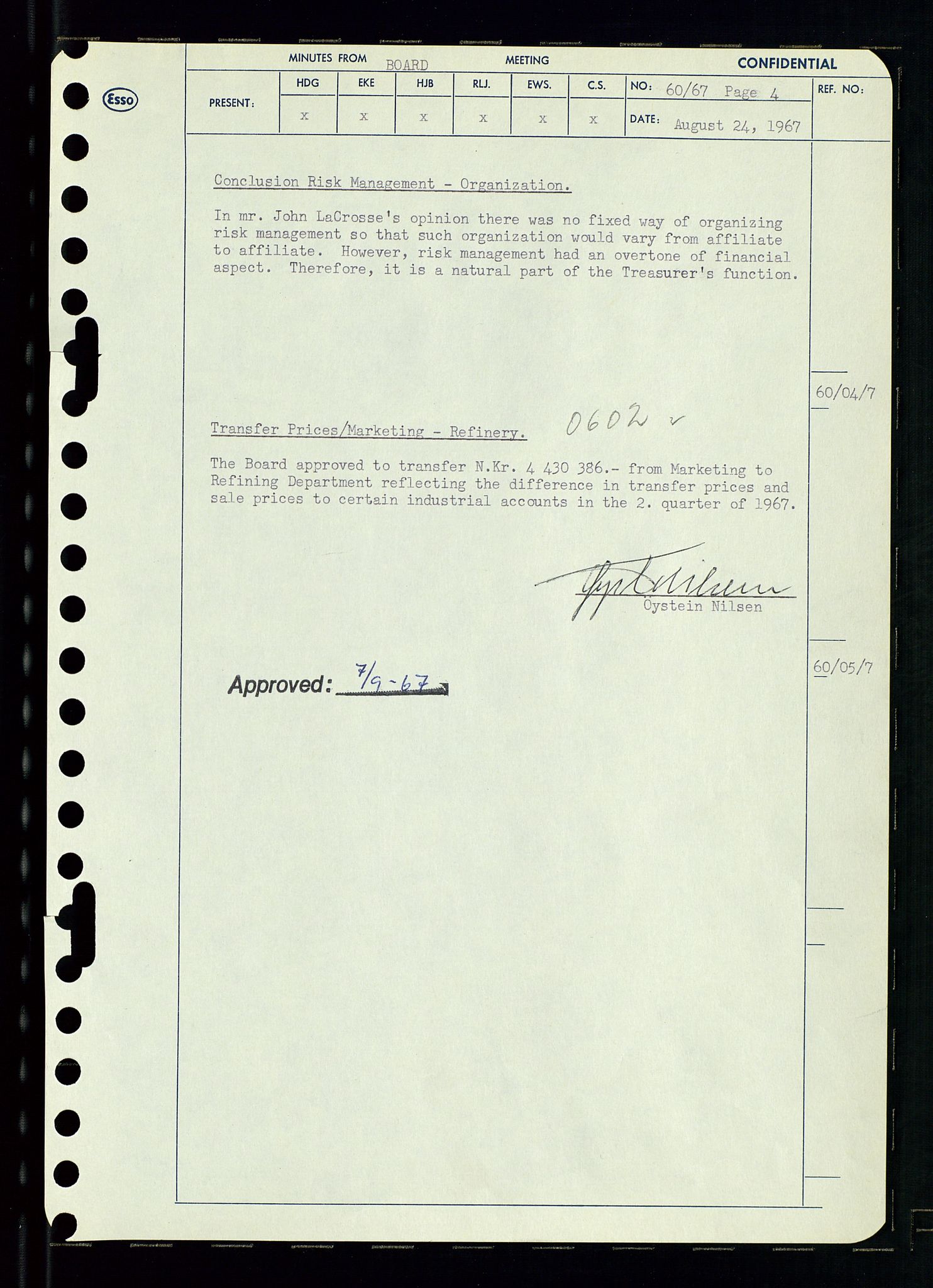 Pa 0982 - Esso Norge A/S, SAST/A-100448/A/Aa/L0002/0003: Den administrerende direksjon Board minutes (styrereferater) / Den administrerende direksjon Board minutes (styrereferater), 1967, s. 128