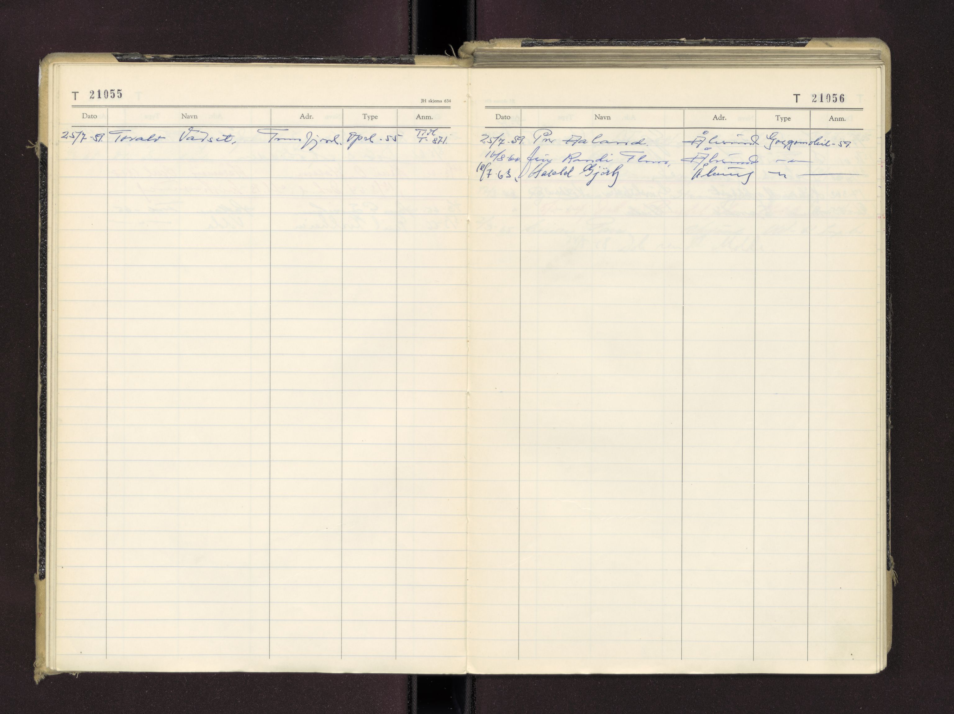 Møre og Romsdal vegkontor - Ålesund trafikkstasjon, AV/SAT-A-4099/F/Fc/L0016: Bilregister; T 21000 - T 21499, 1955-1970
