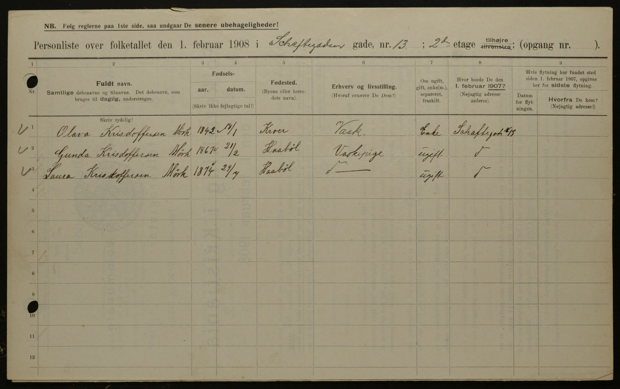 OBA, Kommunal folketelling 1.2.1908 for Kristiania kjøpstad, 1908, s. 80623