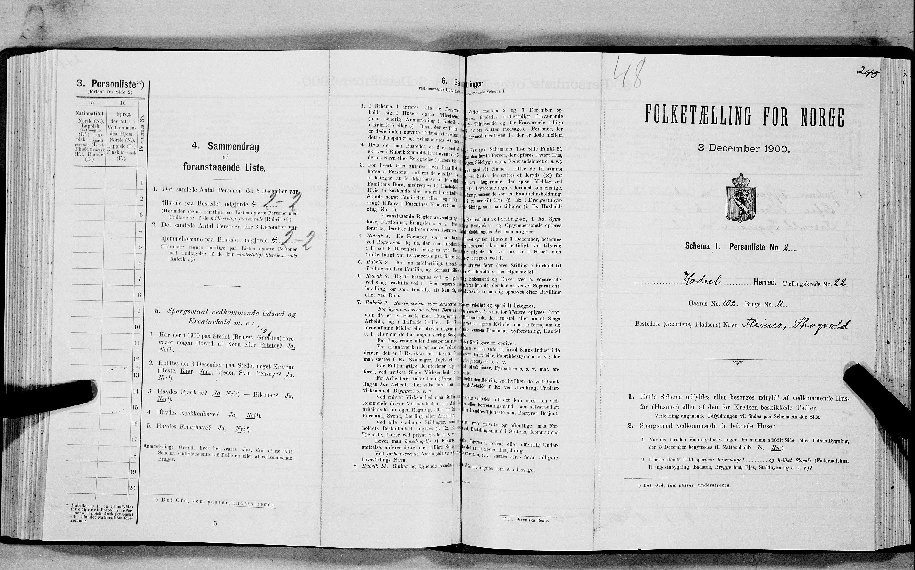 SAT, Folketelling 1900 for 1866 Hadsel herred, 1900, s. 2140
