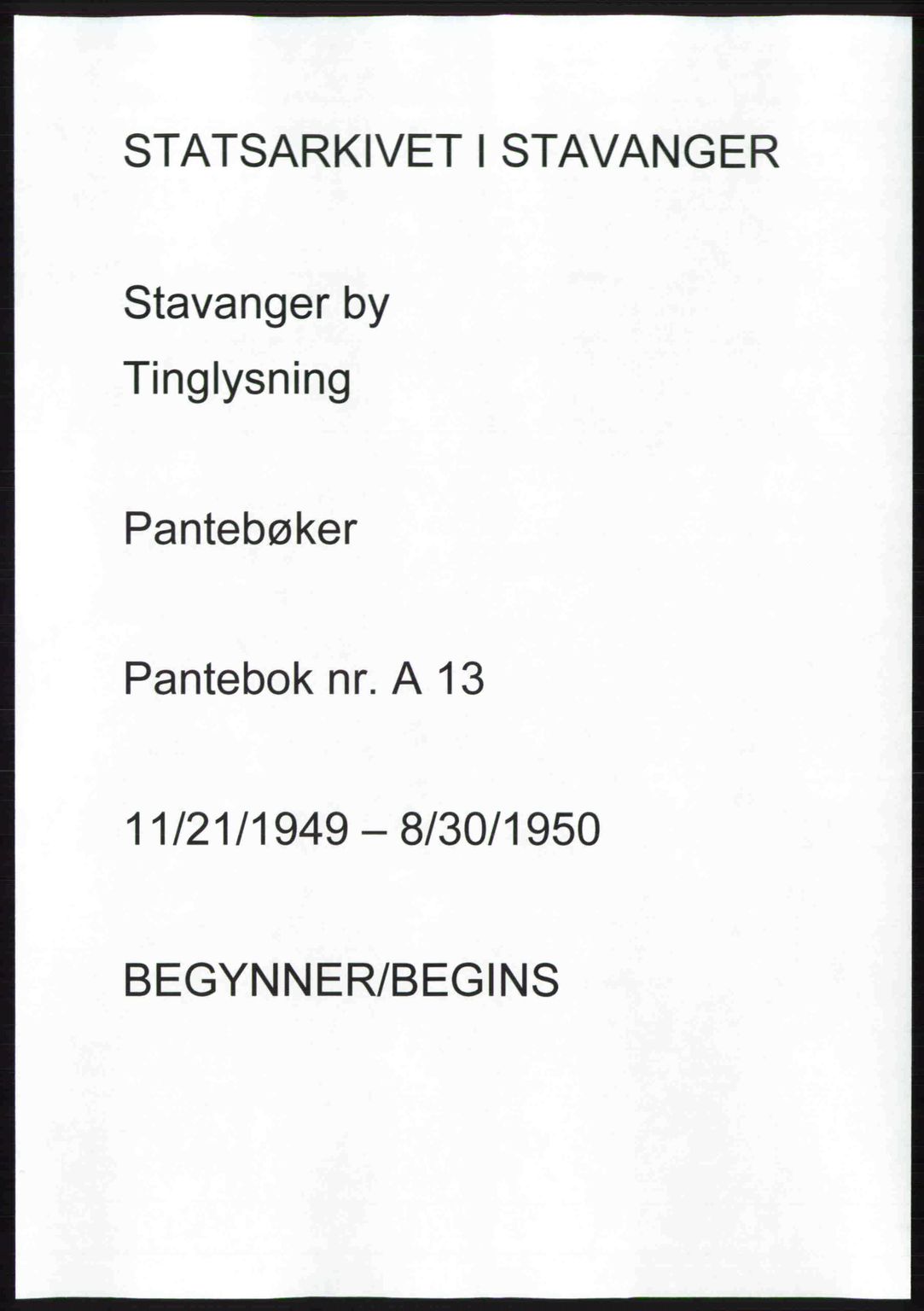 Stavanger byrett, AV/SAST-A-100455/002/G/Gb/L0024: Pantebok nr. A13, 1949-1950