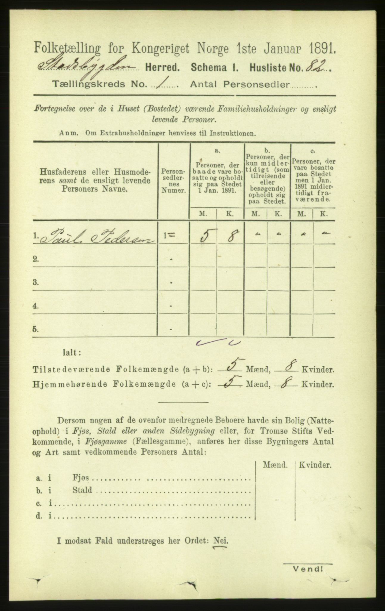 RA, Folketelling 1891 for 1625 Stadsbygd herred, 1891, s. 97