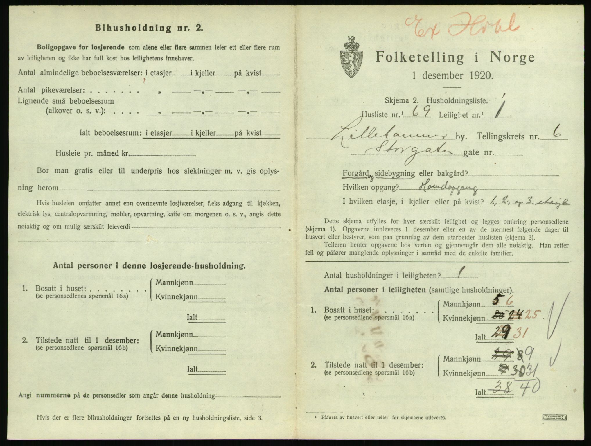 SAH, Folketelling 1920 for 0501 Lillehammer kjøpstad, 1920, s. 2570