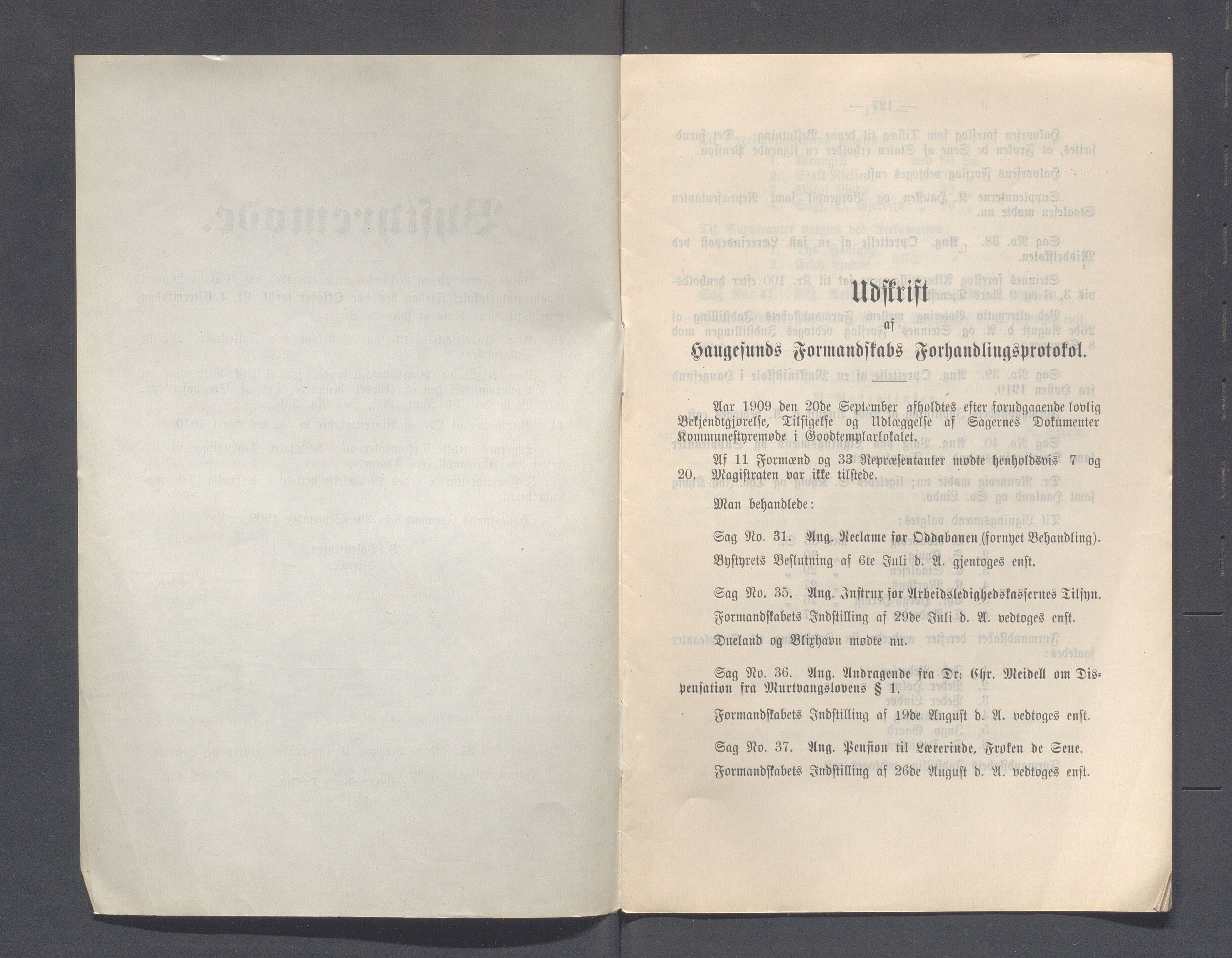 Haugesund kommune - Formannskapet og Bystyret, IKAR/A-740/A/Abb/L0002: Bystyreforhandlinger, 1908-1917, s. 278
