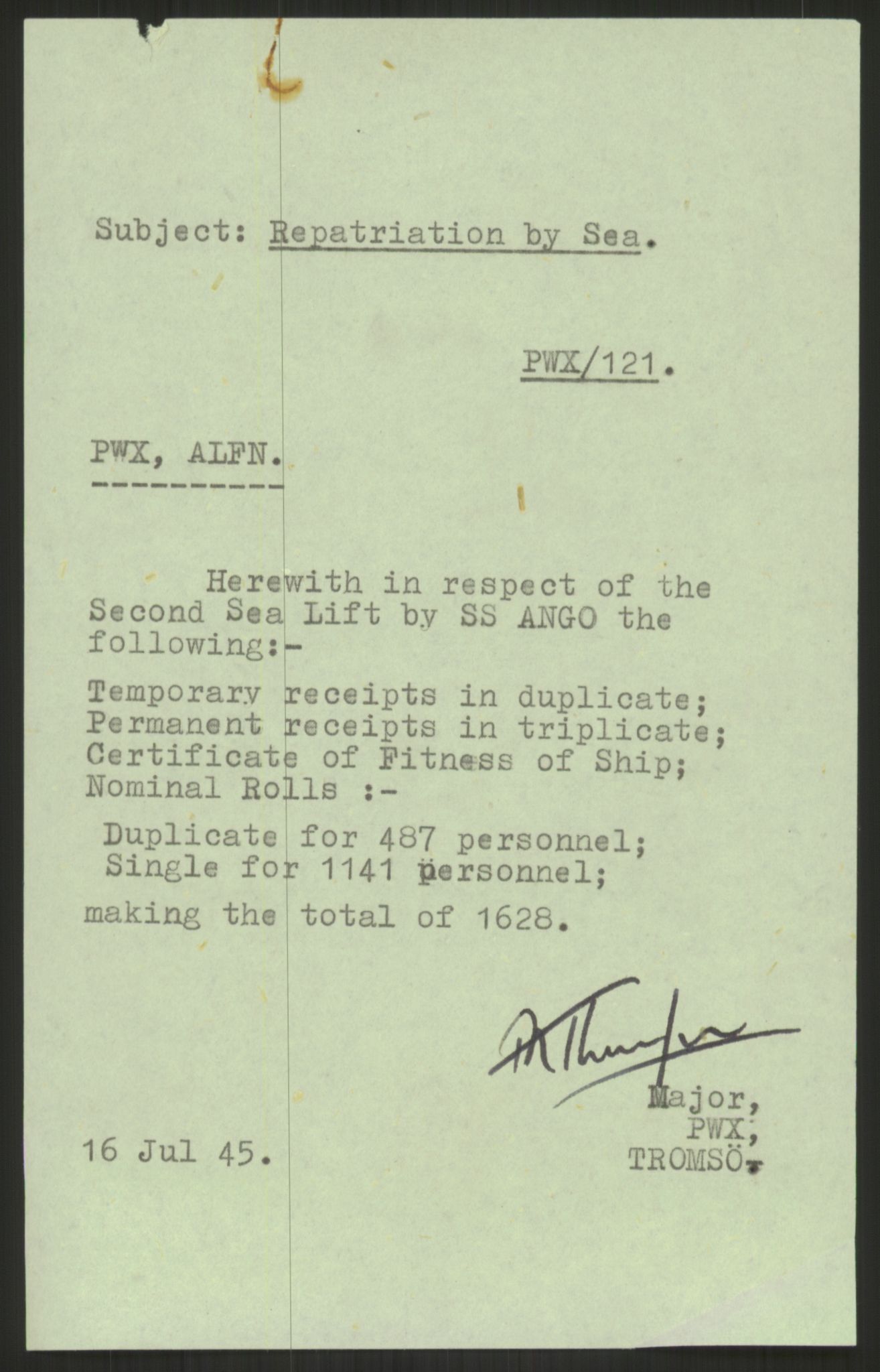 Flyktnings- og fangedirektoratet, Repatrieringskontoret, RA/S-1681/D/Db/L0023: Displaced Persons (DPs) og sivile tyskere, 1945-1948, s. 103