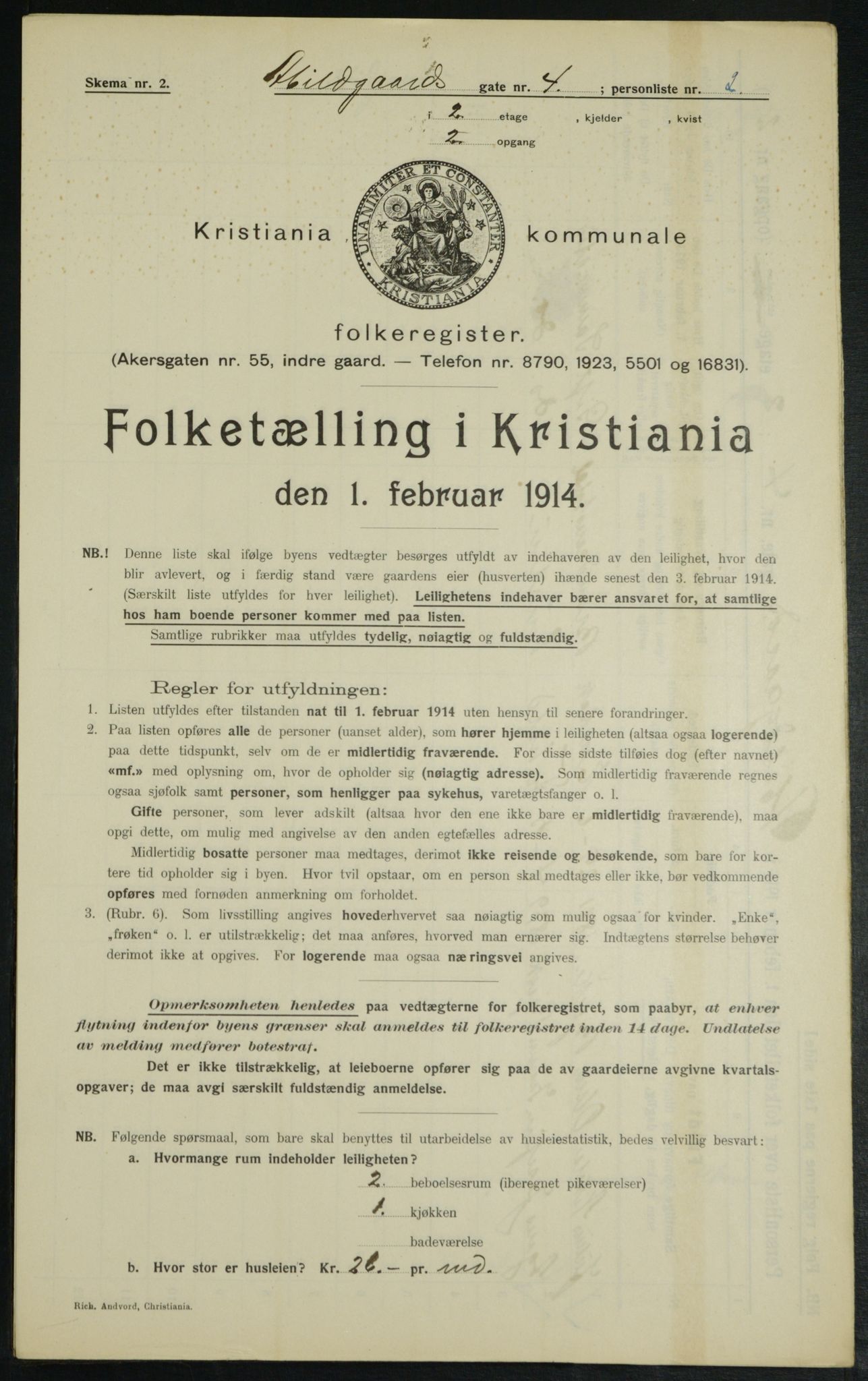 OBA, Kommunal folketelling 1.2.1914 for Kristiania, 1914, s. 16