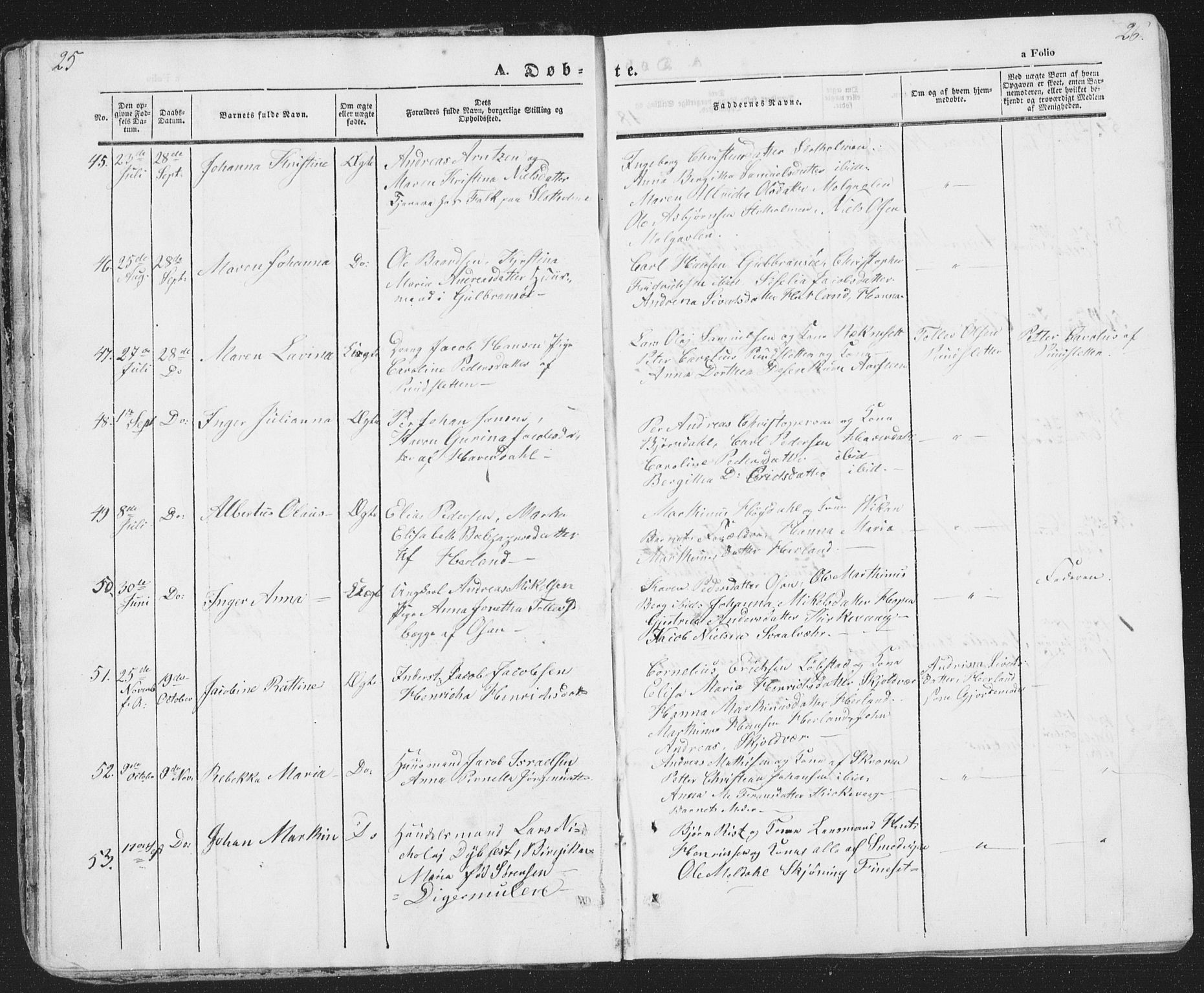 Ministerialprotokoller, klokkerbøker og fødselsregistre - Nordland, AV/SAT-A-1459/874/L1072: Klokkerbok nr. 874C01, 1843-1859, s. 25-26