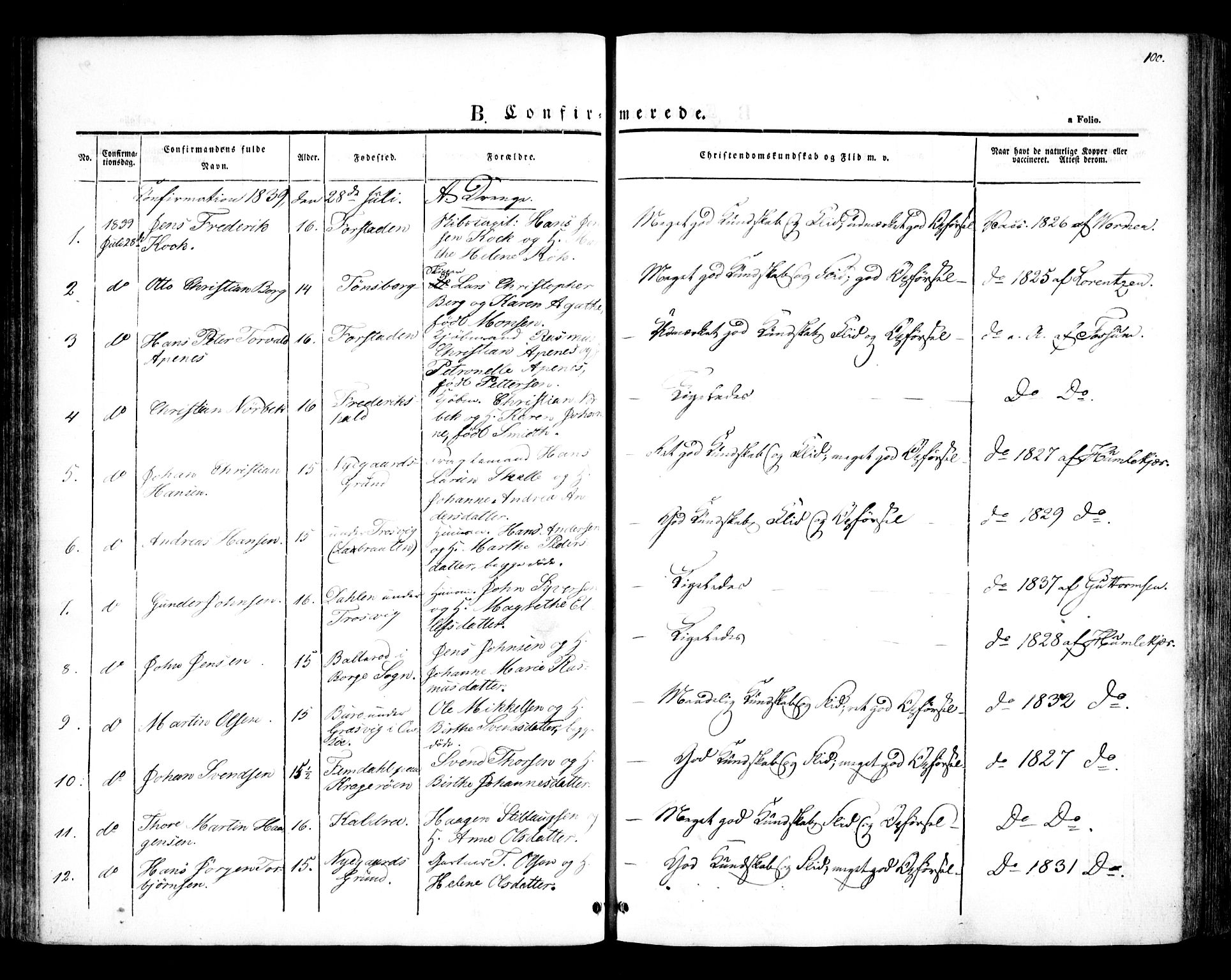 Glemmen prestekontor Kirkebøker, SAO/A-10908/F/Fa/L0005: Ministerialbok nr. 5, 1838-1852, s. 100