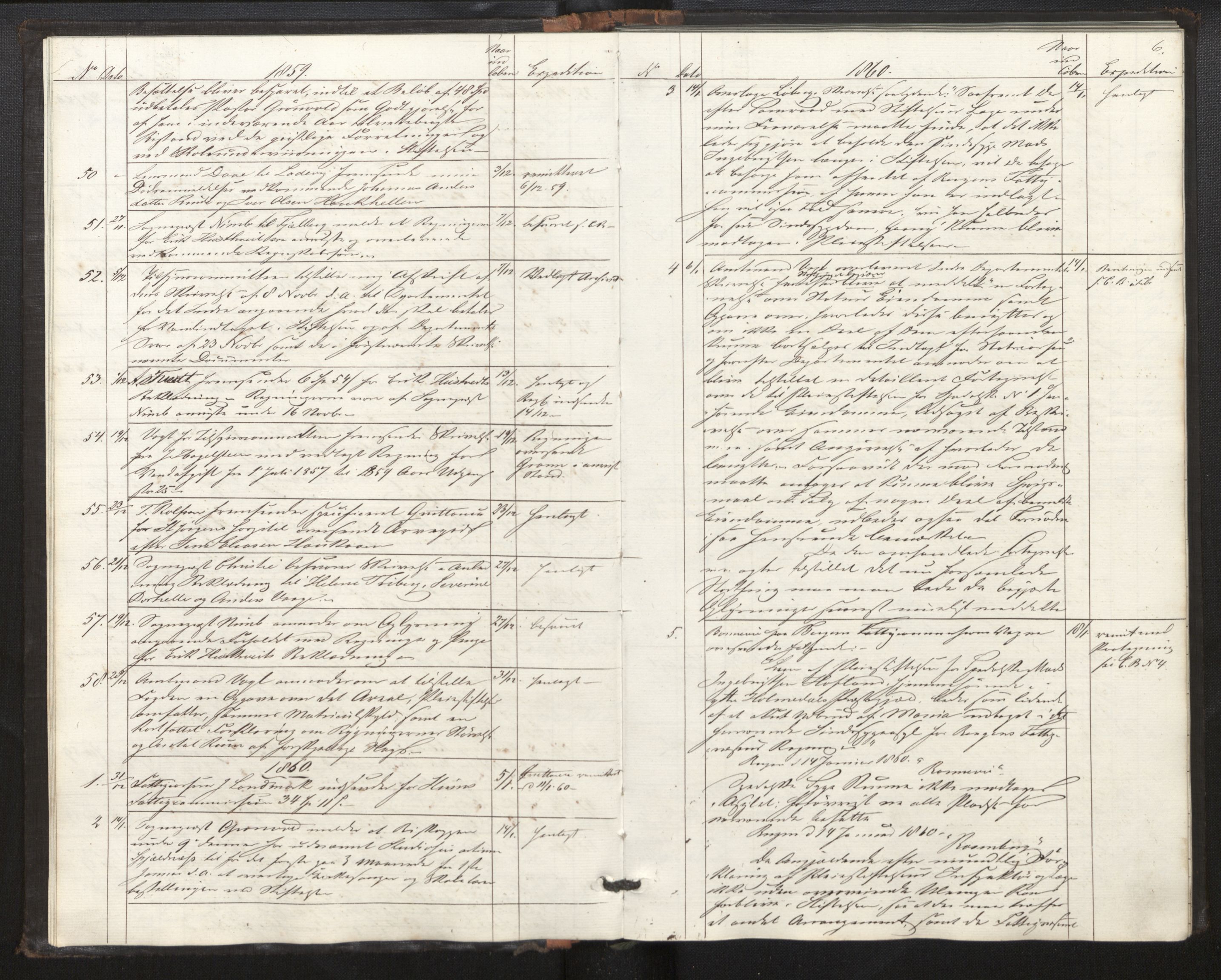 Lepraarkiver - Pleiestiftelsen for spedalske no.1, AV/SAB-A-60601/B.c/L0001: Journal, 1857-1882, s. 5b-6a