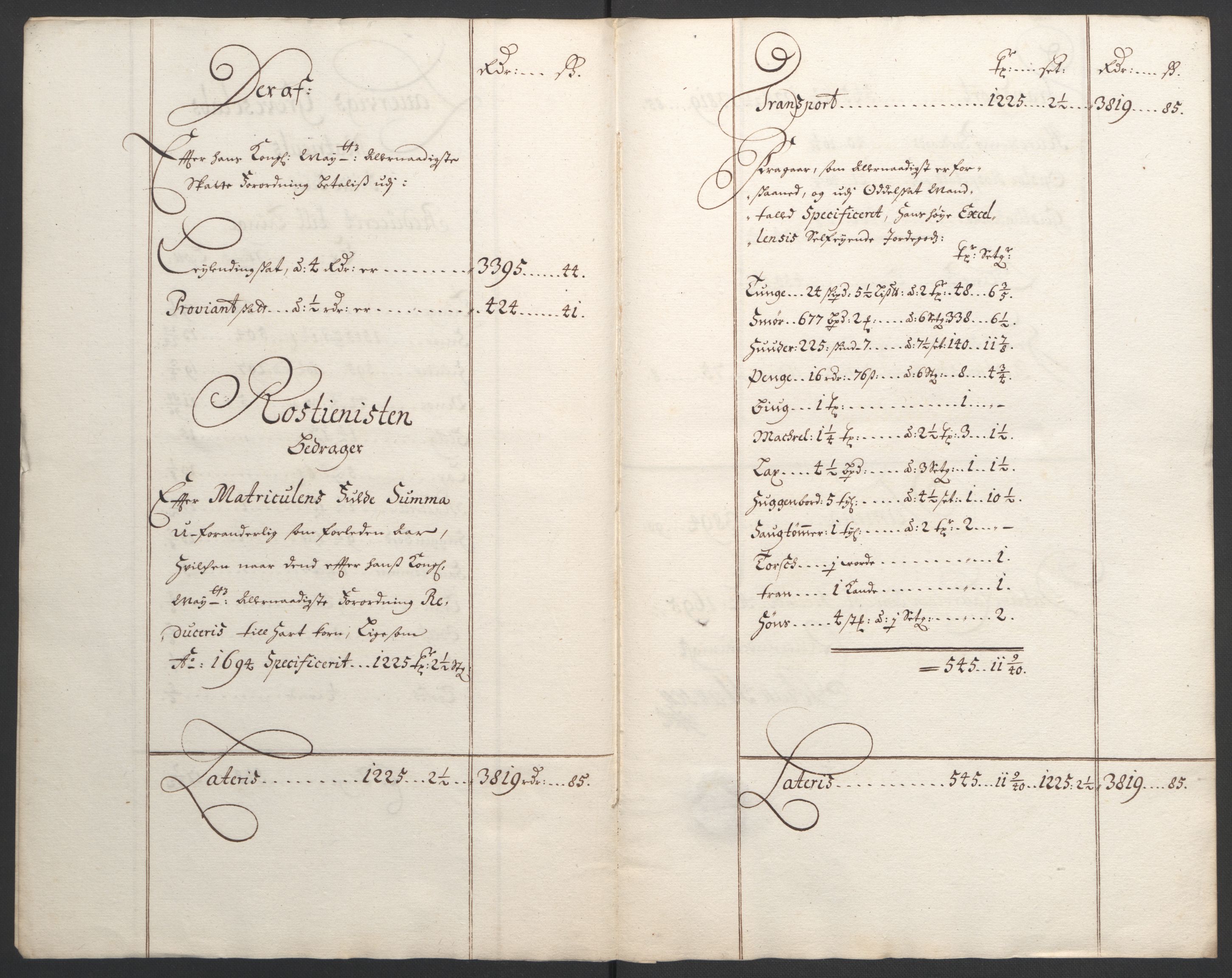 Rentekammeret inntil 1814, Reviderte regnskaper, Fogderegnskap, RA/EA-4092/R33/L1974: Fogderegnskap Larvik grevskap, 1693-1695, s. 200