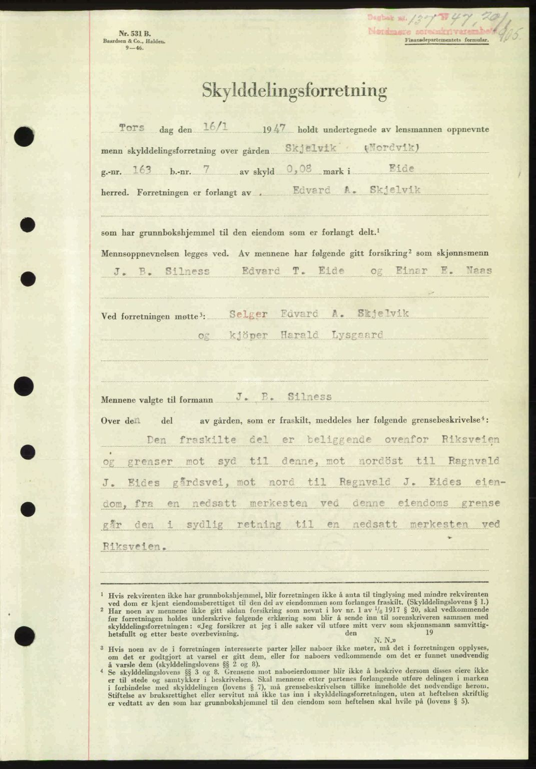 Nordmøre sorenskriveri, SAT/A-4132/1/2/2Ca: Pantebok nr. A103, 1946-1947, Dagboknr: 137/1947