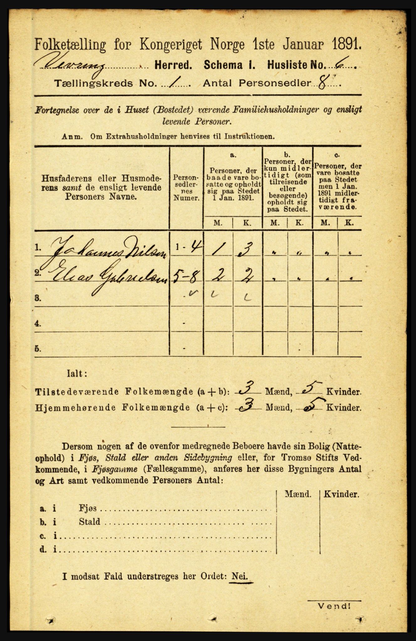 RA, Folketelling 1891 for 1434 Vevring herred, 1891, s. 19