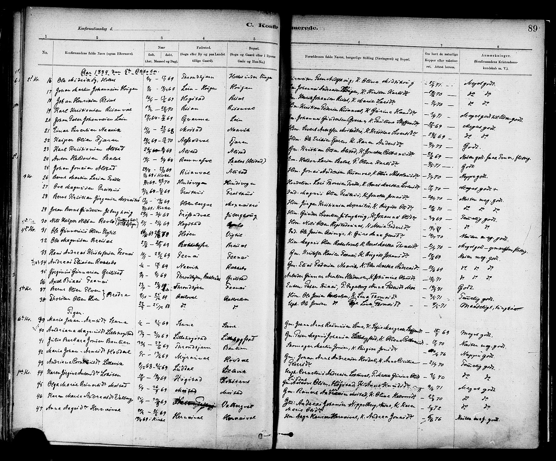 Ministerialprotokoller, klokkerbøker og fødselsregistre - Nord-Trøndelag, SAT/A-1458/713/L0120: Ministerialbok nr. 713A09, 1878-1887, s. 89