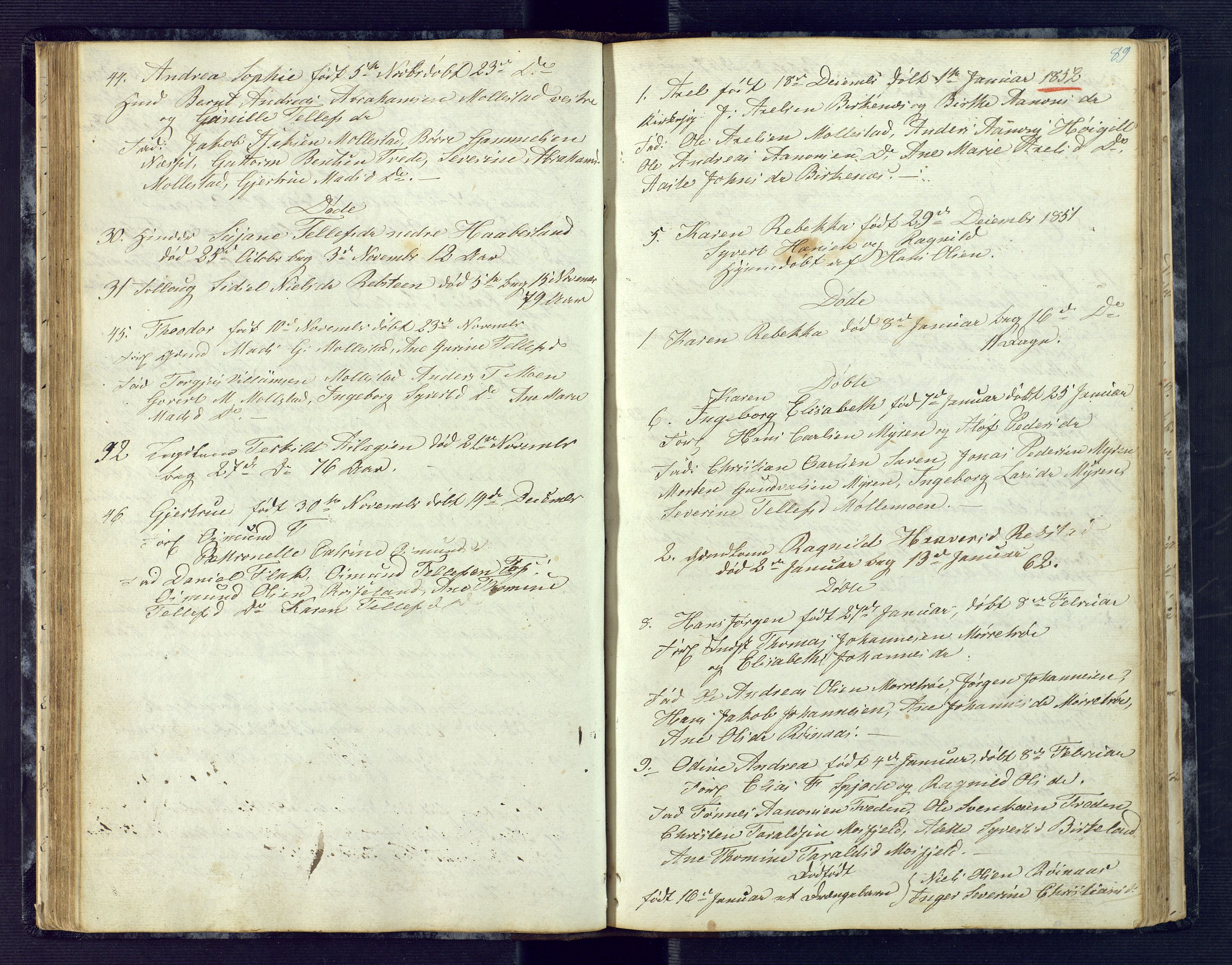 Birkenes sokneprestkontor, SAK/1111-0004/F/Fb/L0001: Klokkerbok nr. B 1, 1837-1856, s. 89