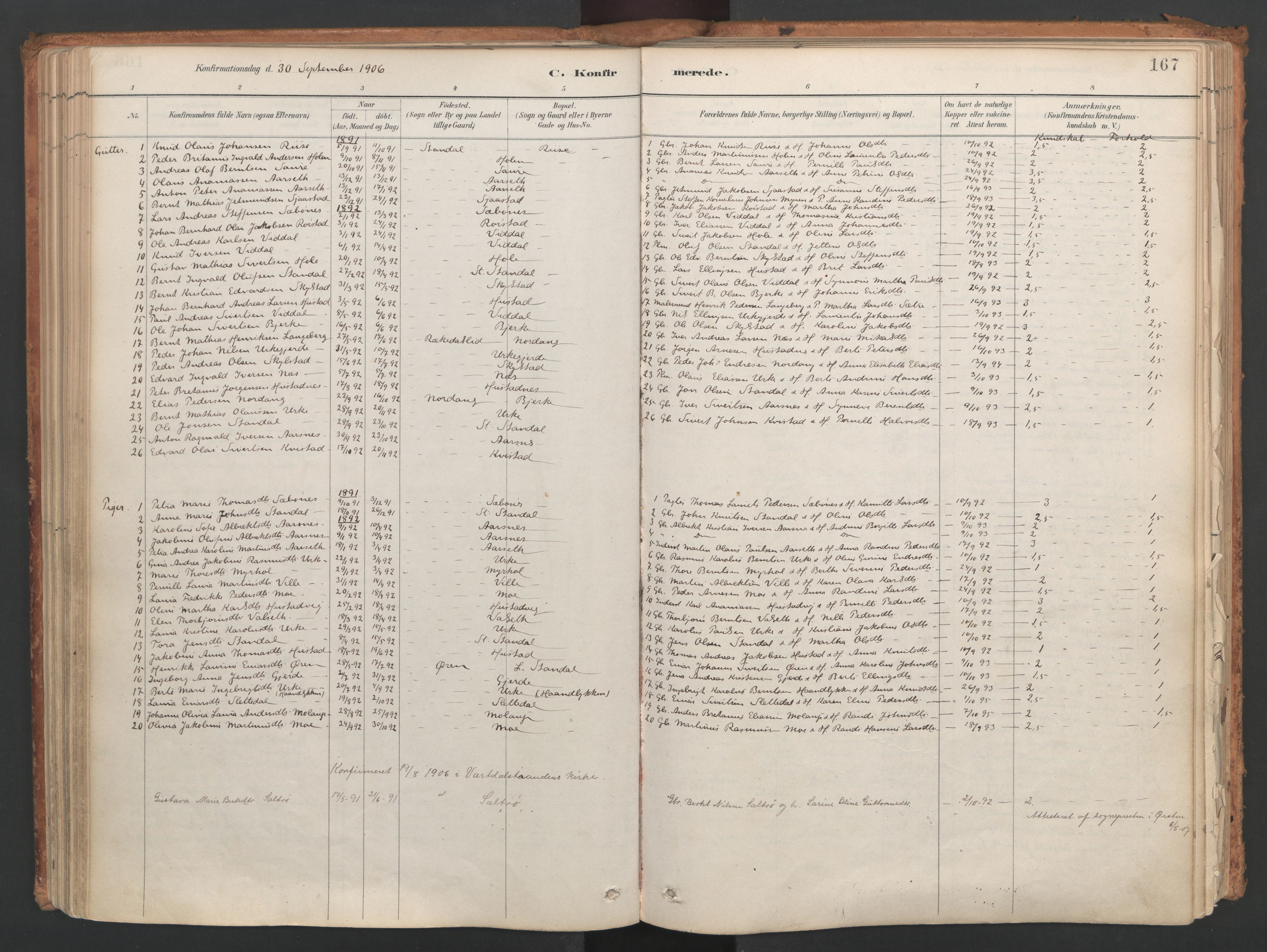 Ministerialprotokoller, klokkerbøker og fødselsregistre - Møre og Romsdal, SAT/A-1454/515/L0211: Ministerialbok nr. 515A07, 1886-1910, s. 167