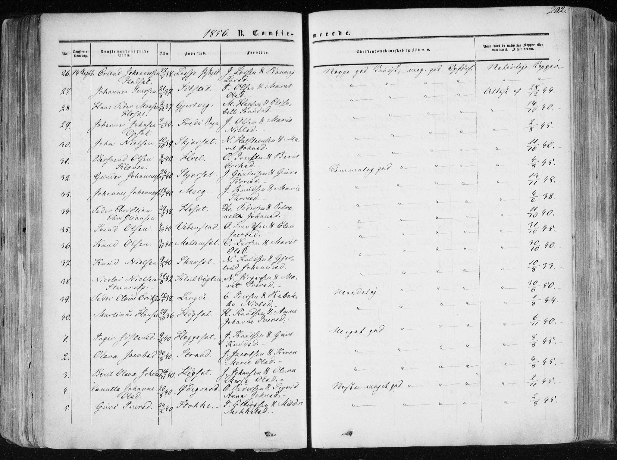 Ministerialprotokoller, klokkerbøker og fødselsregistre - Møre og Romsdal, AV/SAT-A-1454/568/L0804: Ministerialbok nr. 568A11, 1854-1868, s. 202