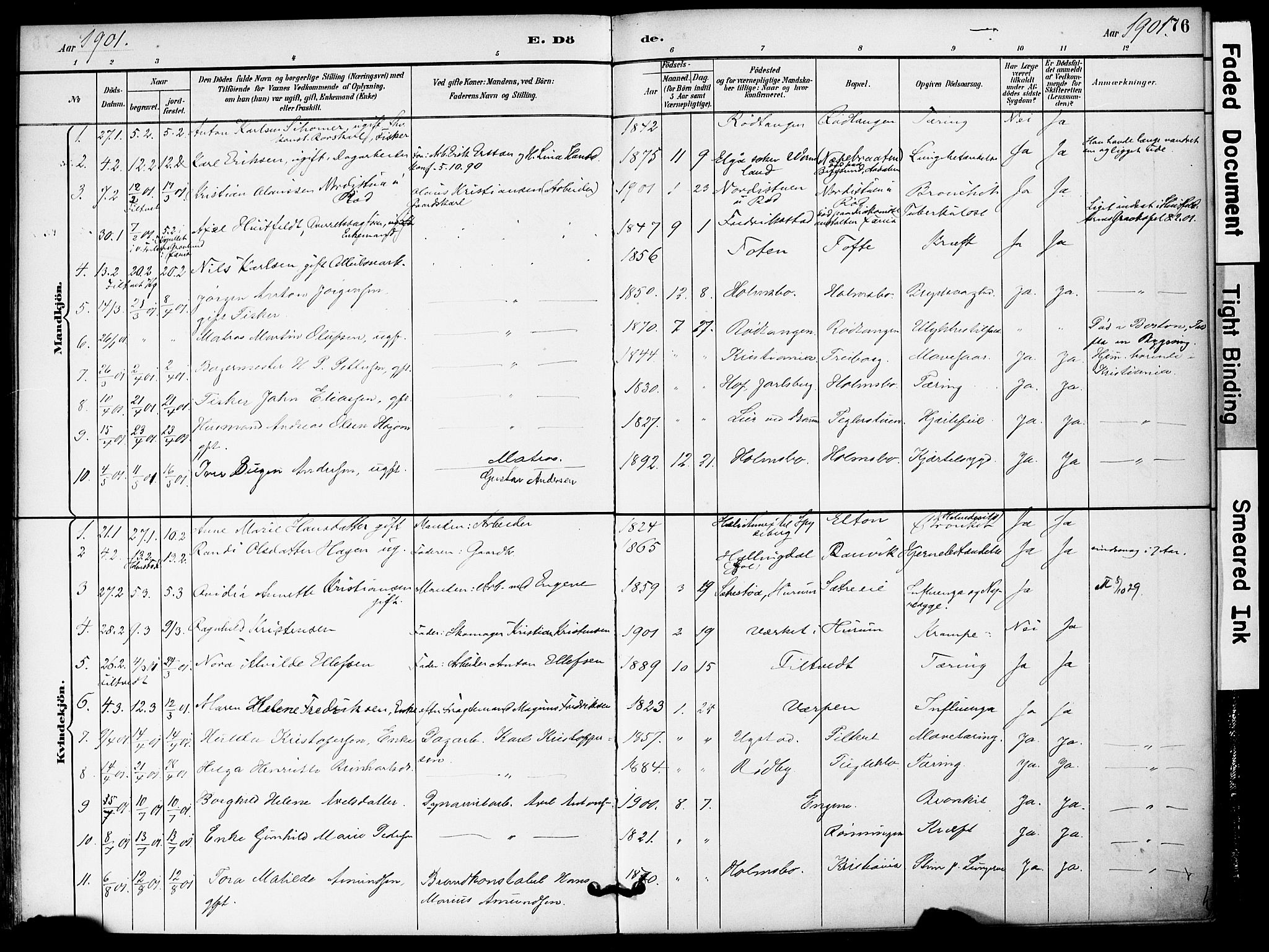 Hurum kirkebøker, AV/SAKO-A-229/G/Ga/L0003: Klokkerbok nr. I 3, 1893-1910, s. 76